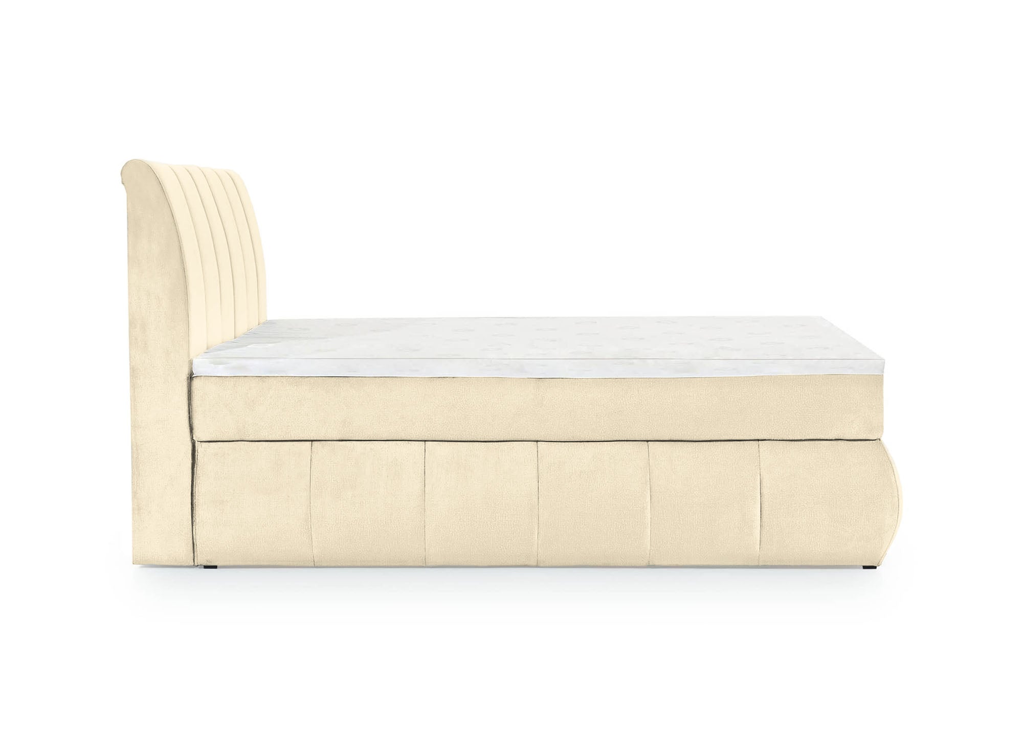 VALERIA beiges Samt-Boxspringbett 160x200 mit Bettkasten