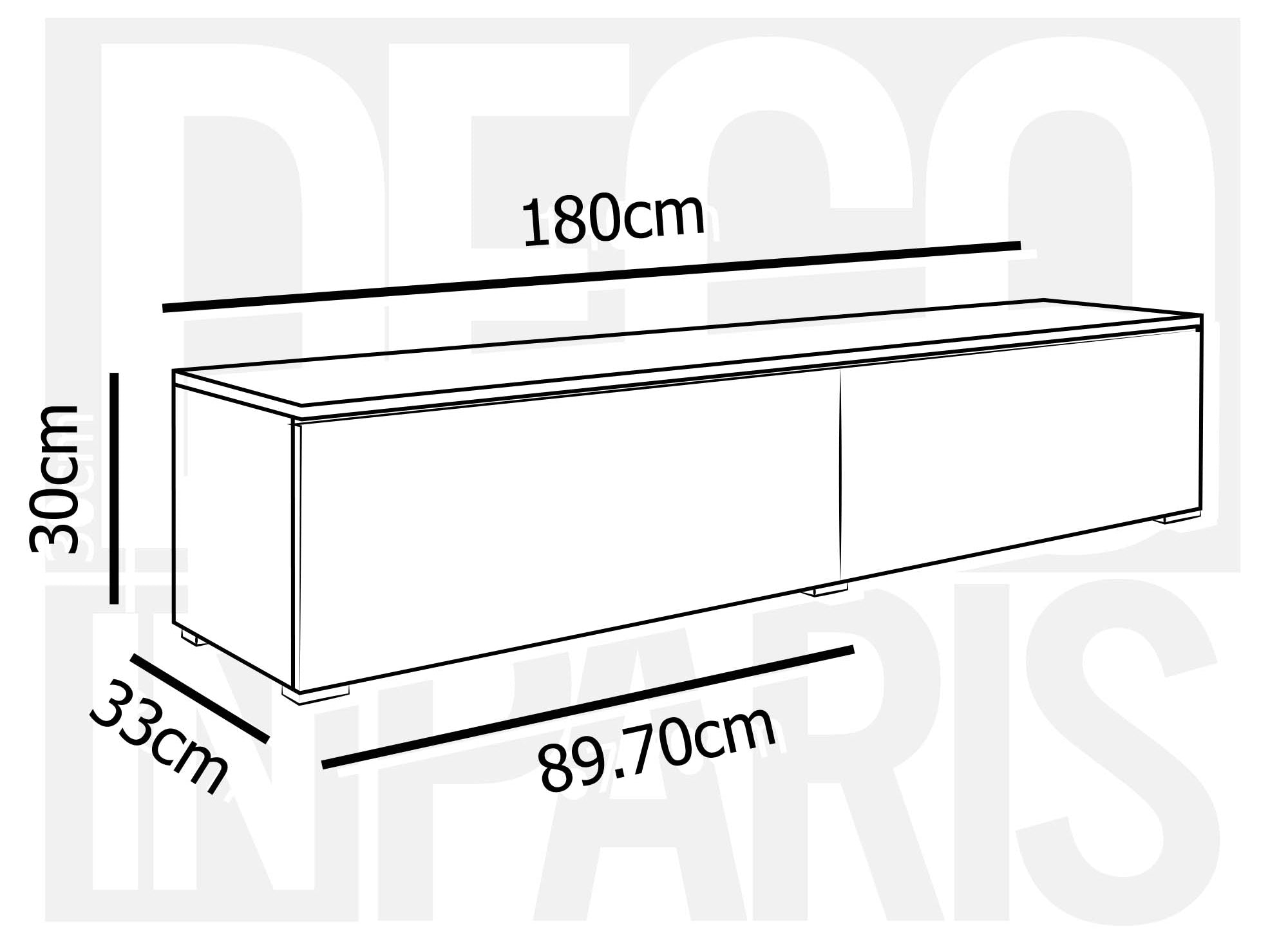 Moderner schwarzer TV-Schrank mit LED 2 Türen MALORIE - 180 cm