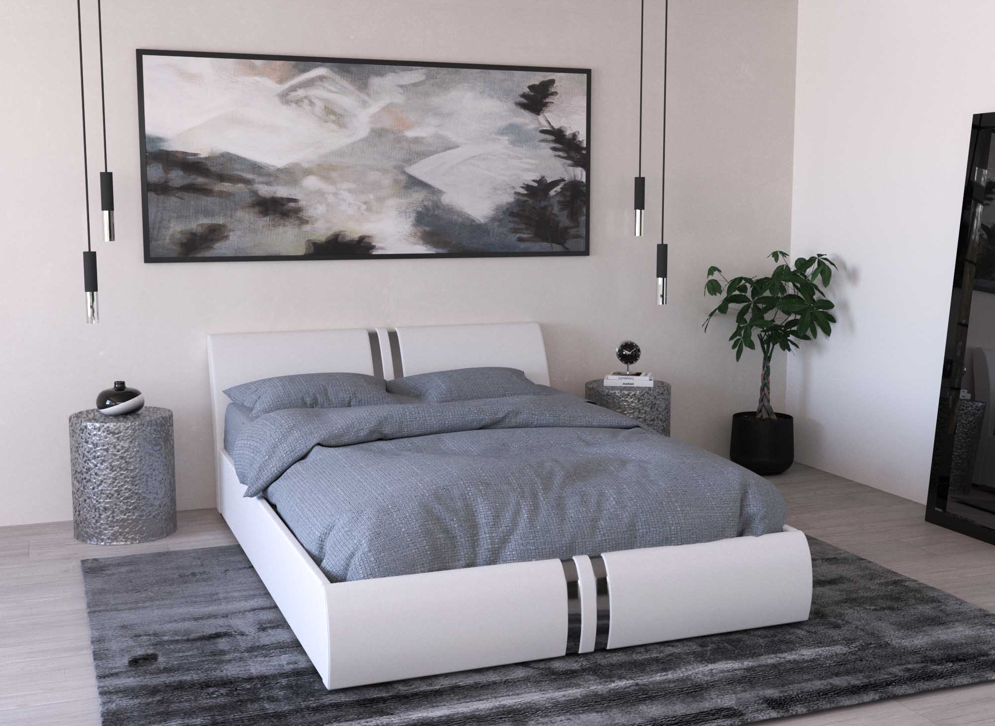 Bett mit Stauraum, Kunstleder, 180 x 200 cm, weiß, ORANE
