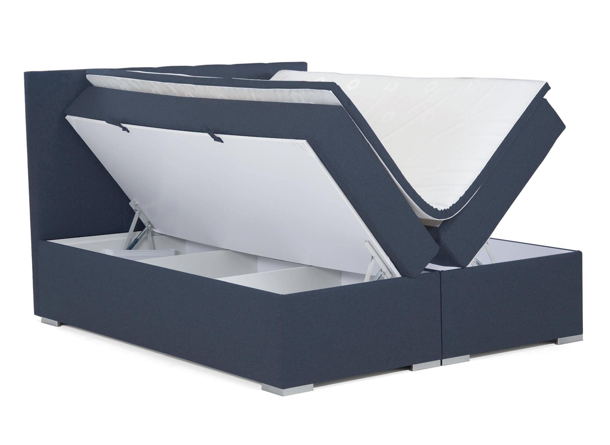 Boxspringbett 160x200 mit Bettkasten in blauem AKADIA-Stoff
