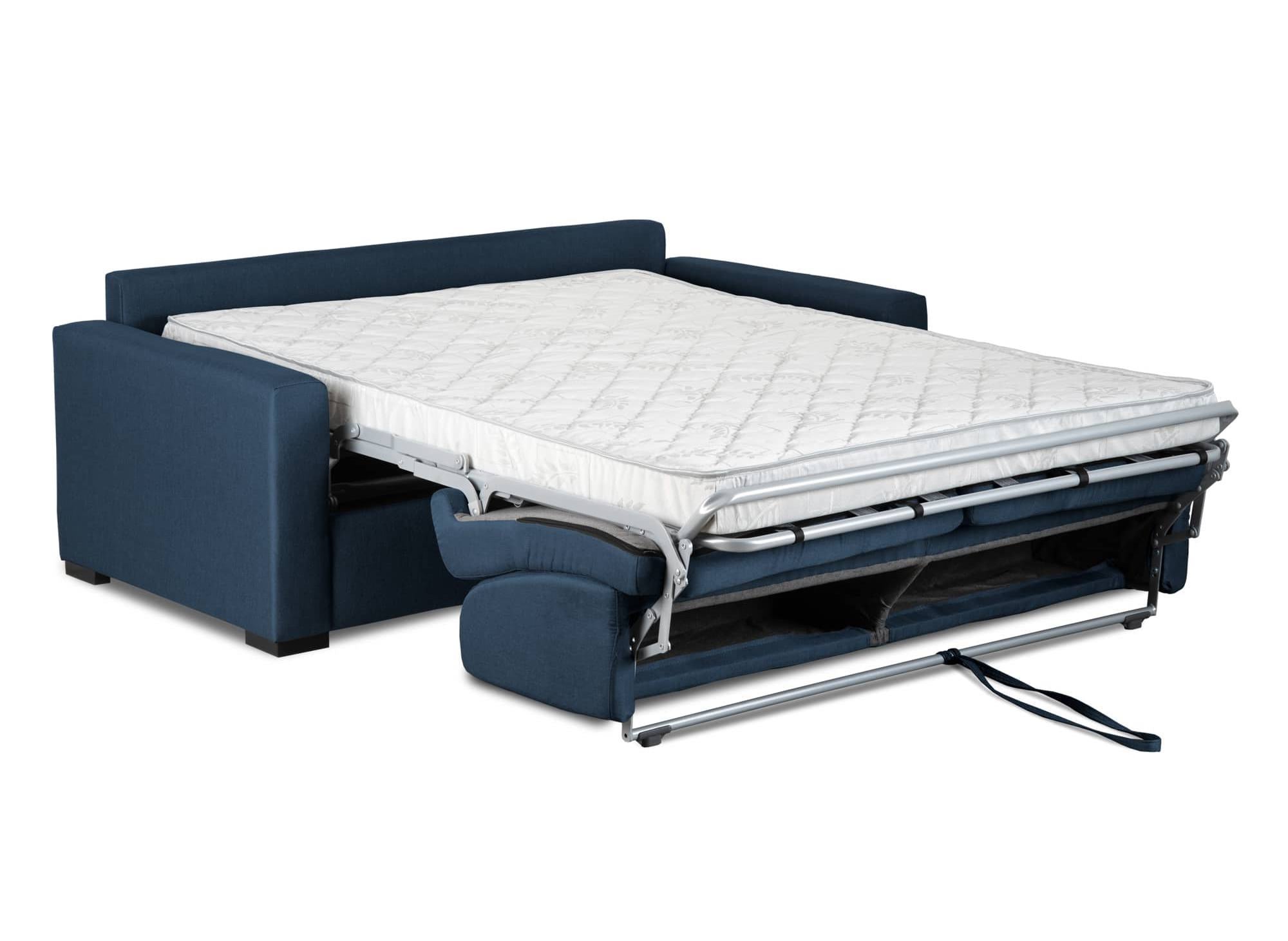 LOUNA 3-Sitzer-Schlafsofa aus jeansblauem Stoff mit Expressöffnung