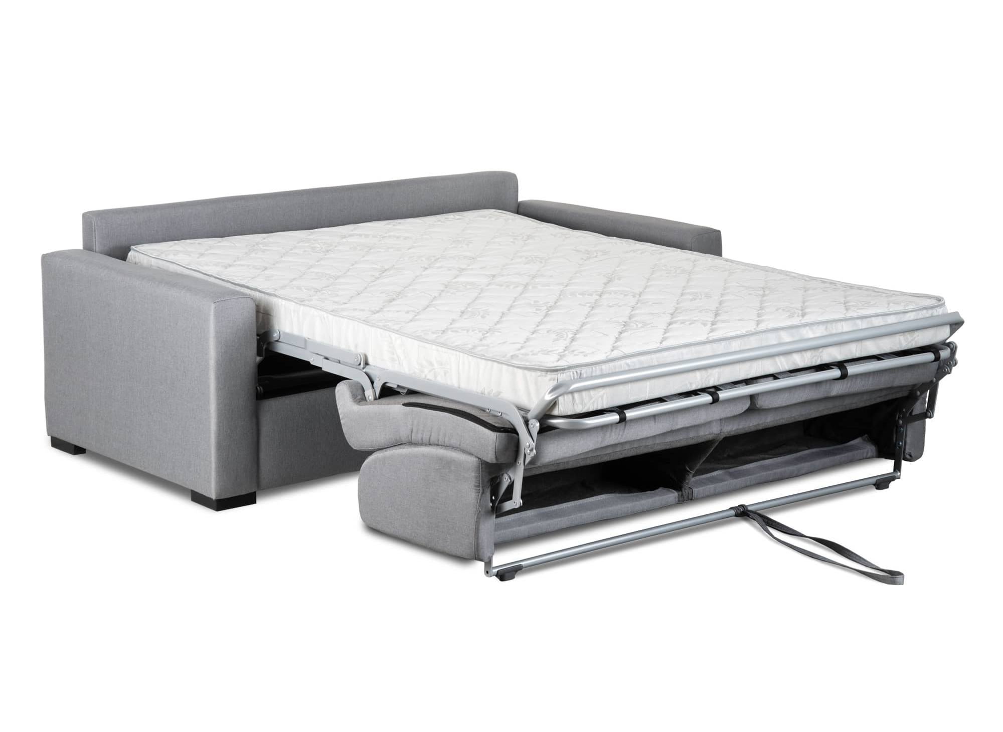 LOUNA 3-Sitzer-Schlafsofa aus grauem Stoff mit Expressöffnung