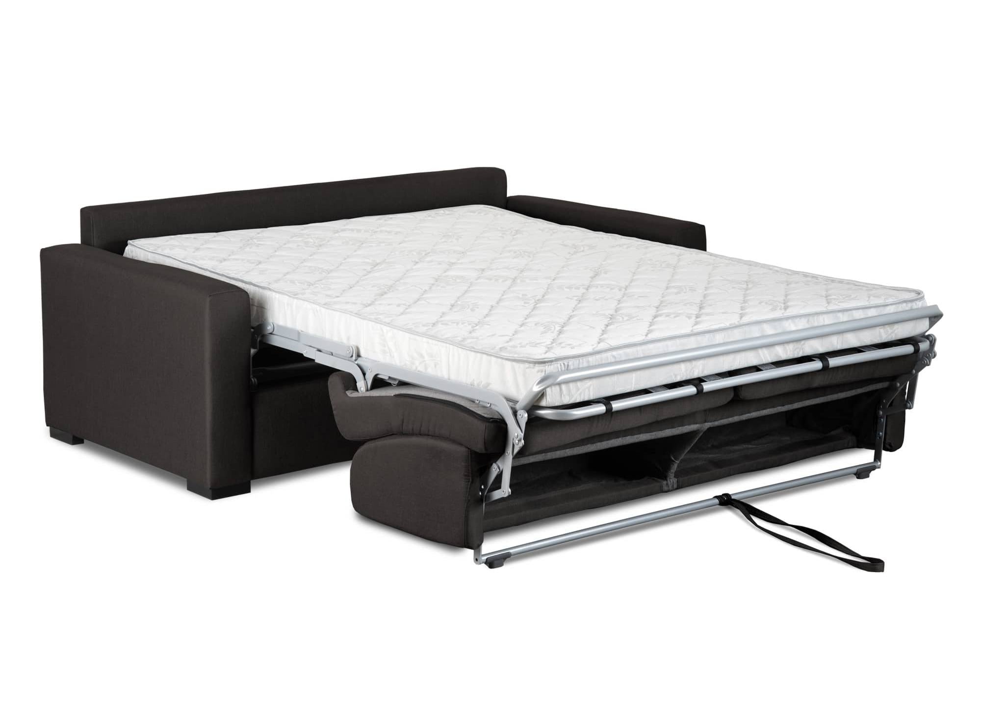 LOUNA 3-Sitzer-Schlafsofa aus carbongrauem Stoff mit Expressöffnung