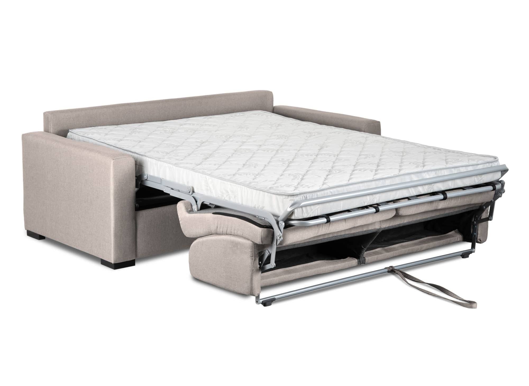 LOUNA 3-Sitzer-Schlafsofa aus beigem Stoff mit Expressöffnung