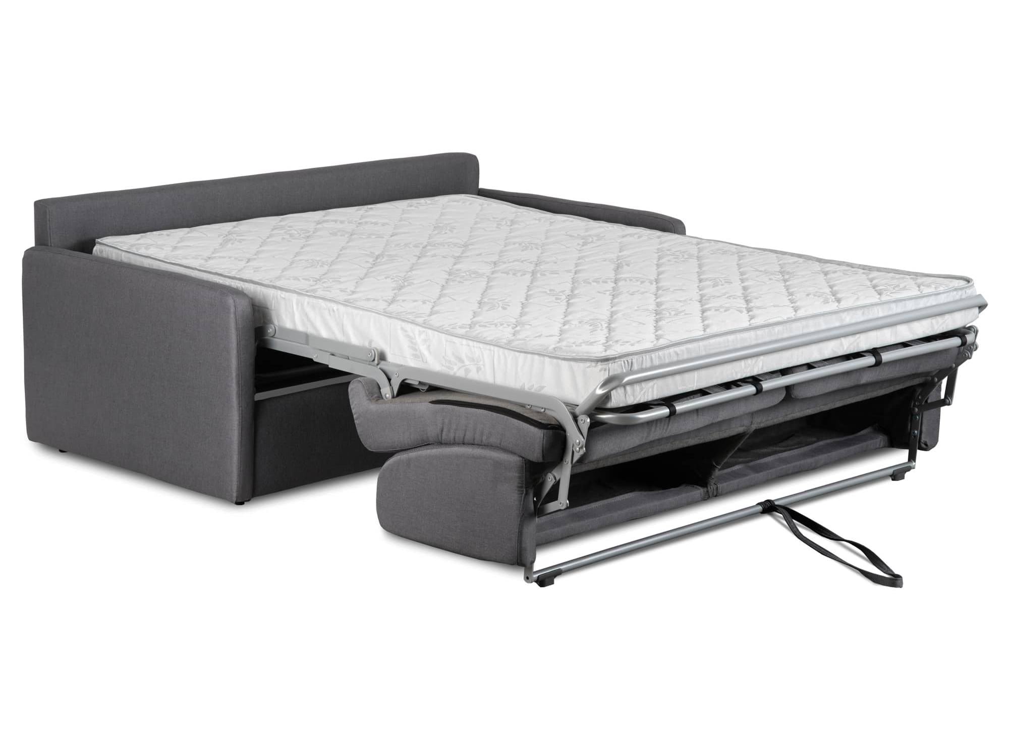 LOUNA SLIM 3-Sitzer-Schlafsofa aus dunkelgrauem Stoff mit Expressöffnung