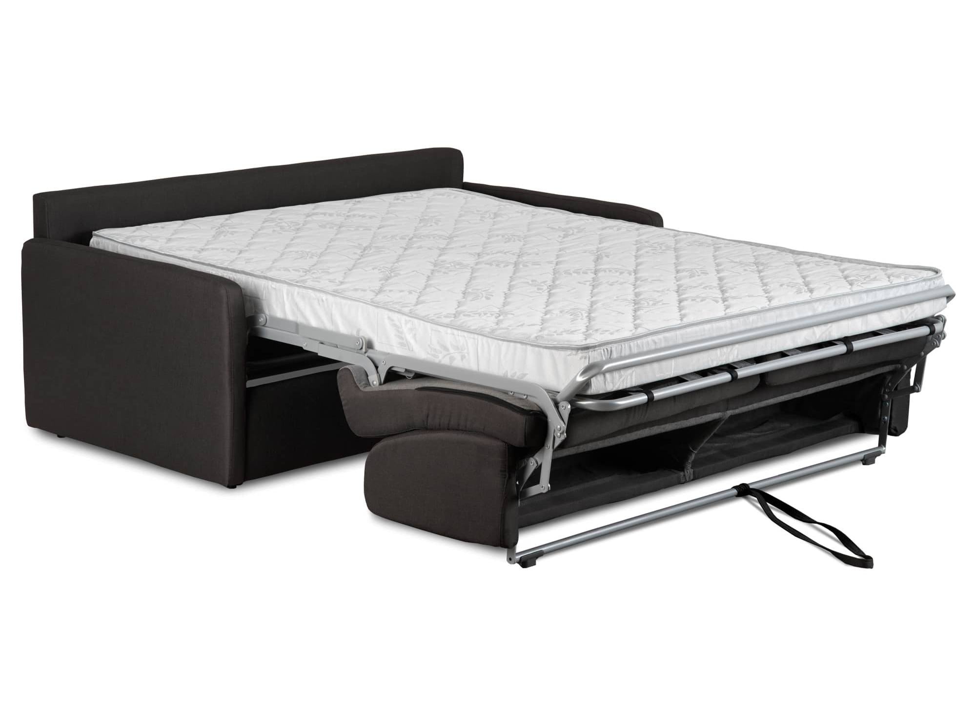 LOUNA SLIM 3-Sitzer-Schlafsofa aus anthrazitgrauem Stoff mit Expressöffnung