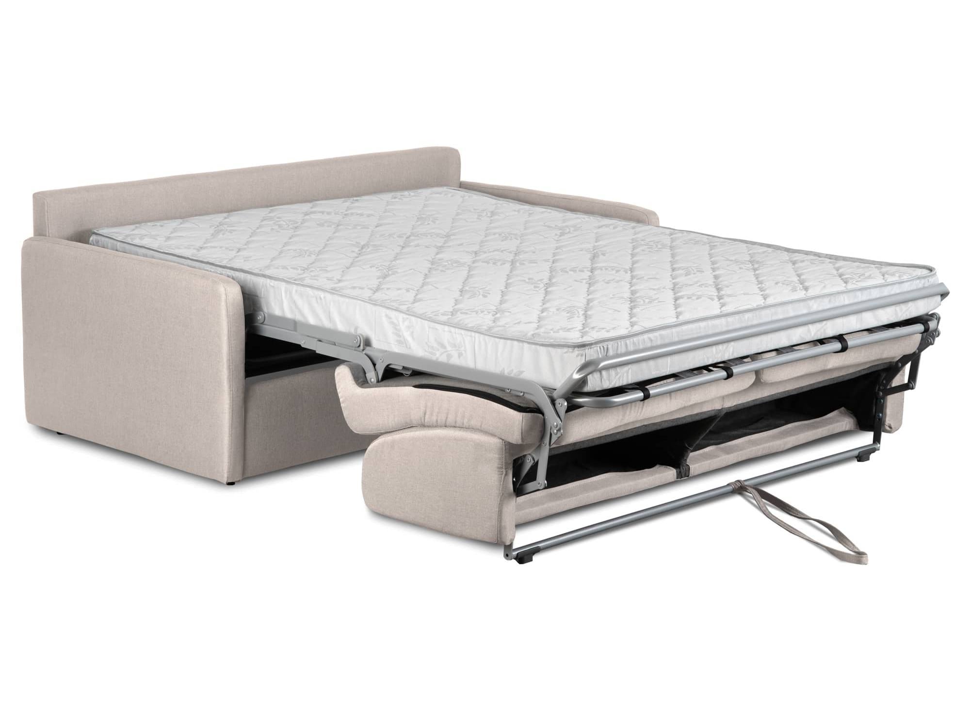 LOUNA SLIM 3-Sitzer-Schlafsofa aus beigem Stoff mit Expressöffnung