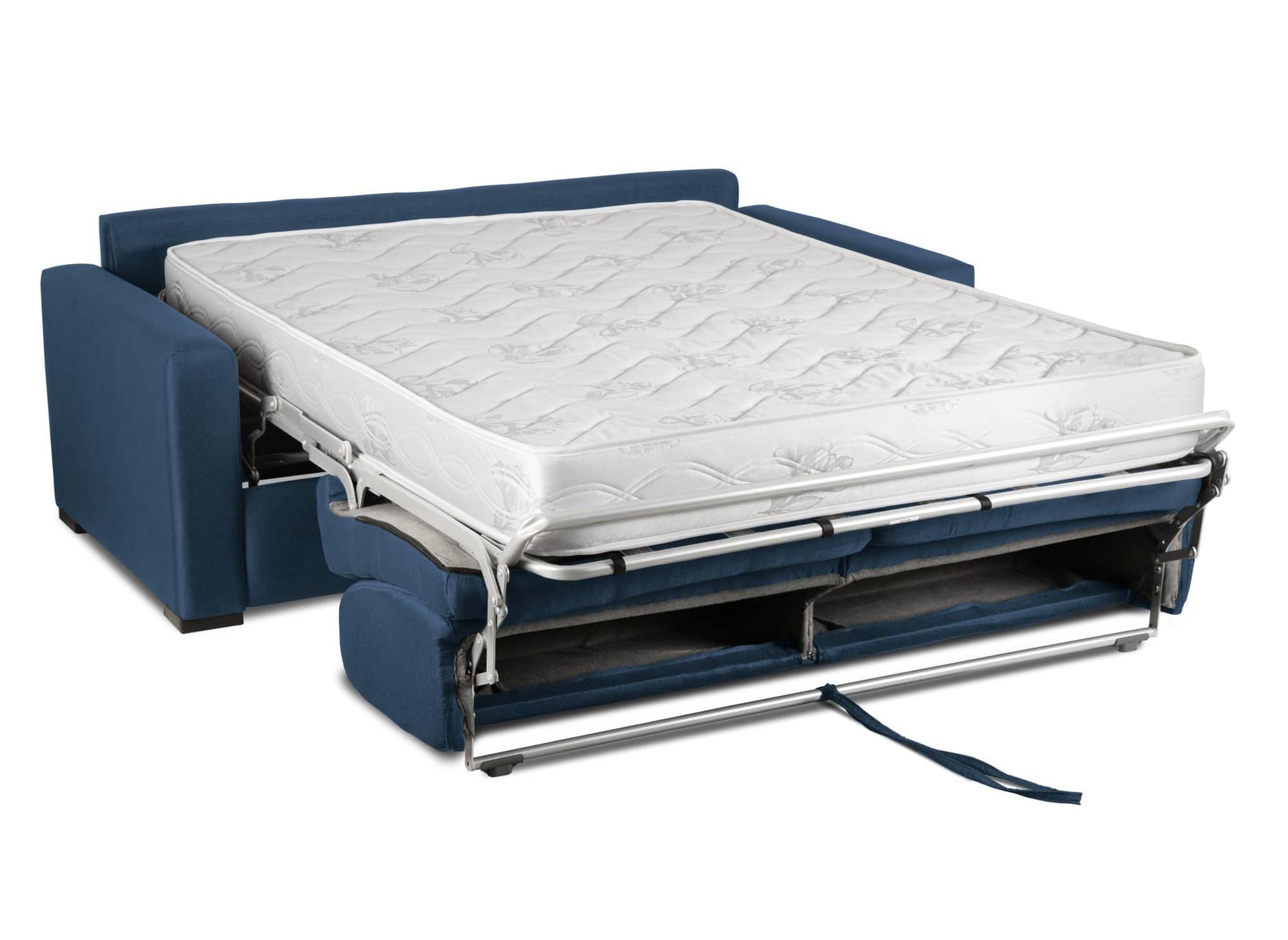 LOUNA LUXE 3-Sitzer-Schlafsofa aus jeansblauem Stoff mit Expressöffnung und 18 cm Matratze