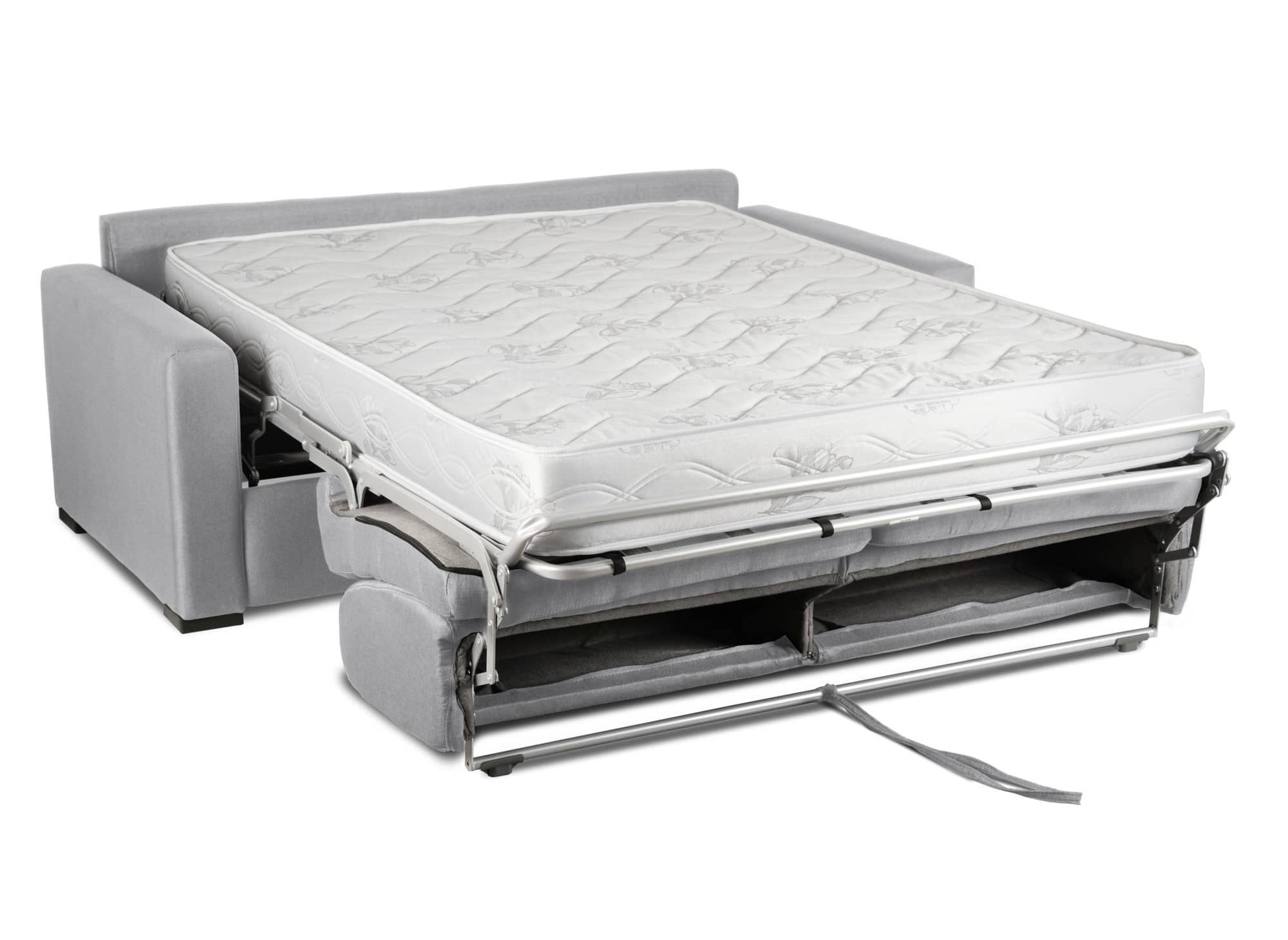 LOUNA LUXE 3-Sitzer-Schlafsofa aus grauem Stoff mit Expressöffnung und 18 cm Matratze