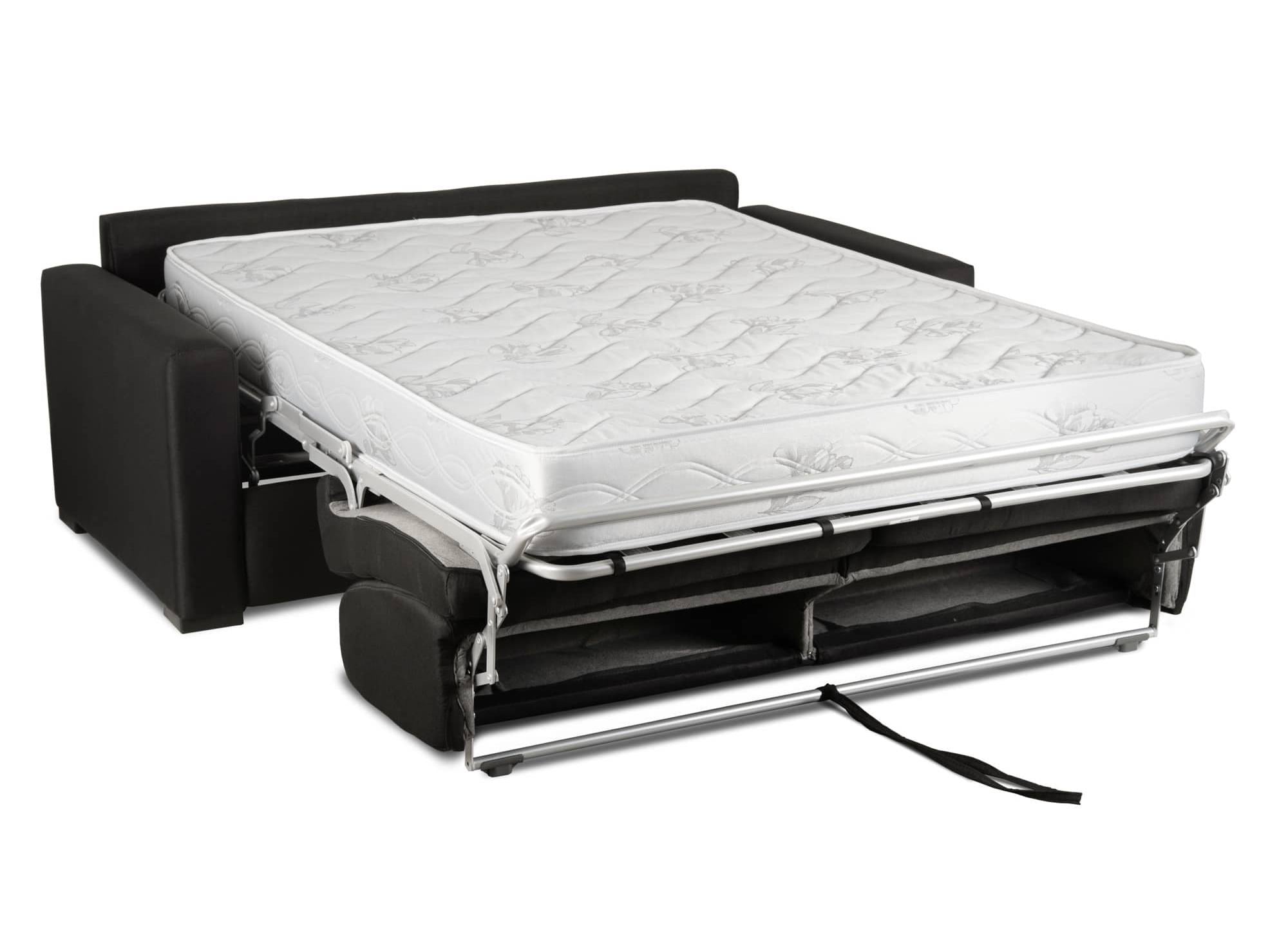 LOUNA LUXE 3-Sitzer-Schlafsofa aus anthrazitgrauem Stoff mit Expressöffnung und 18 cm Matratze