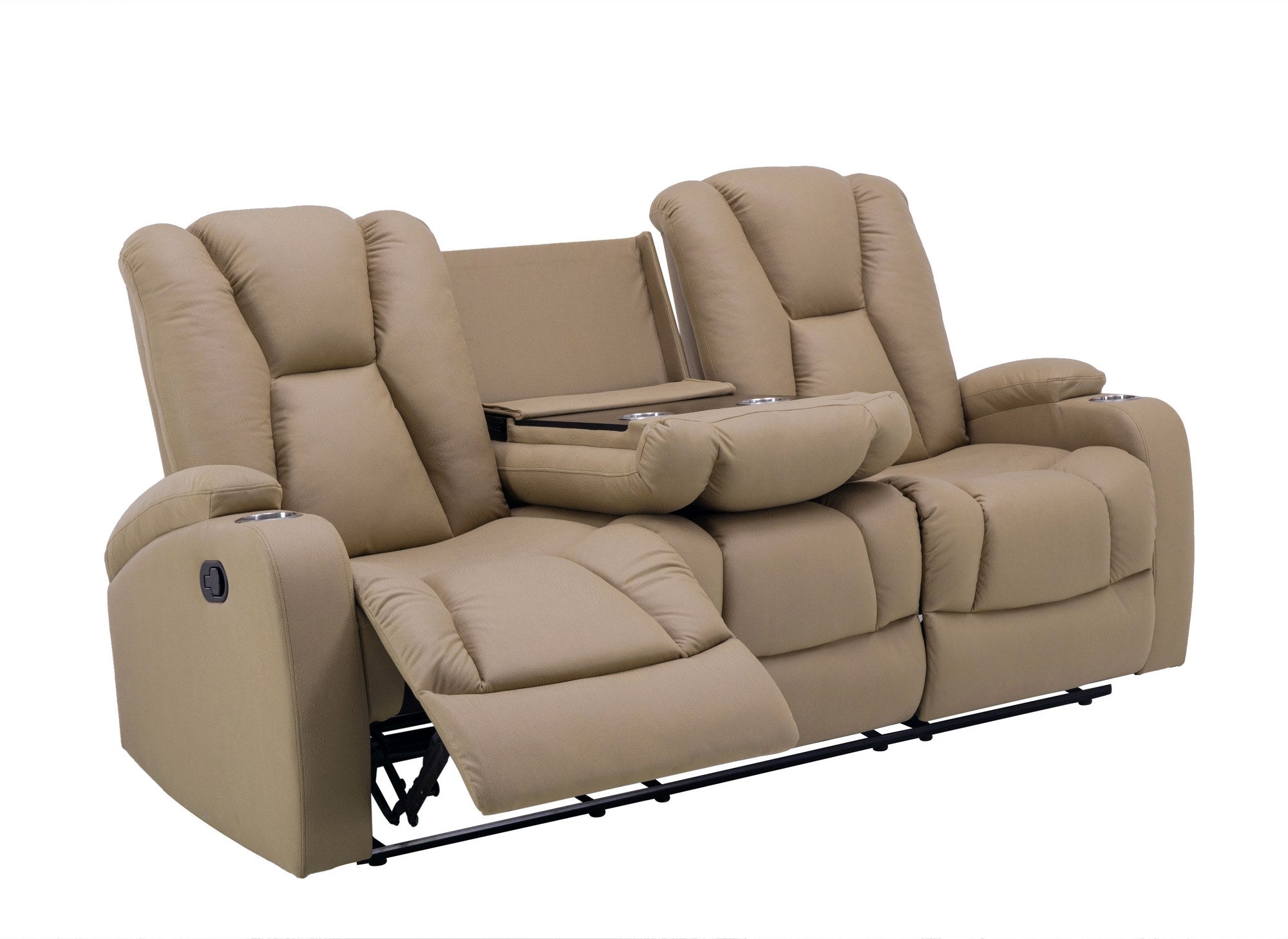 CLARENCE 3-Sitzer-Relaxsofa aus beigem Mikrofaserstoff