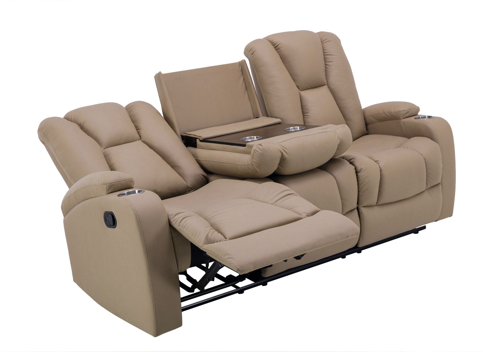 CLARENCE 3-Sitzer-Relaxsofa aus beigem Mikrofaserstoff