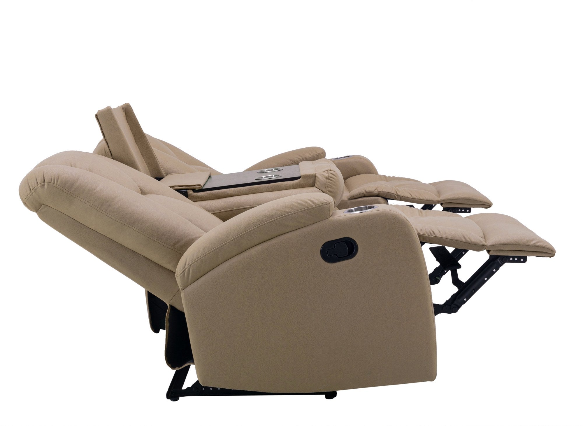 CLARENCE 3-Sitzer-Relaxsofa aus beigem Mikrofaserstoff