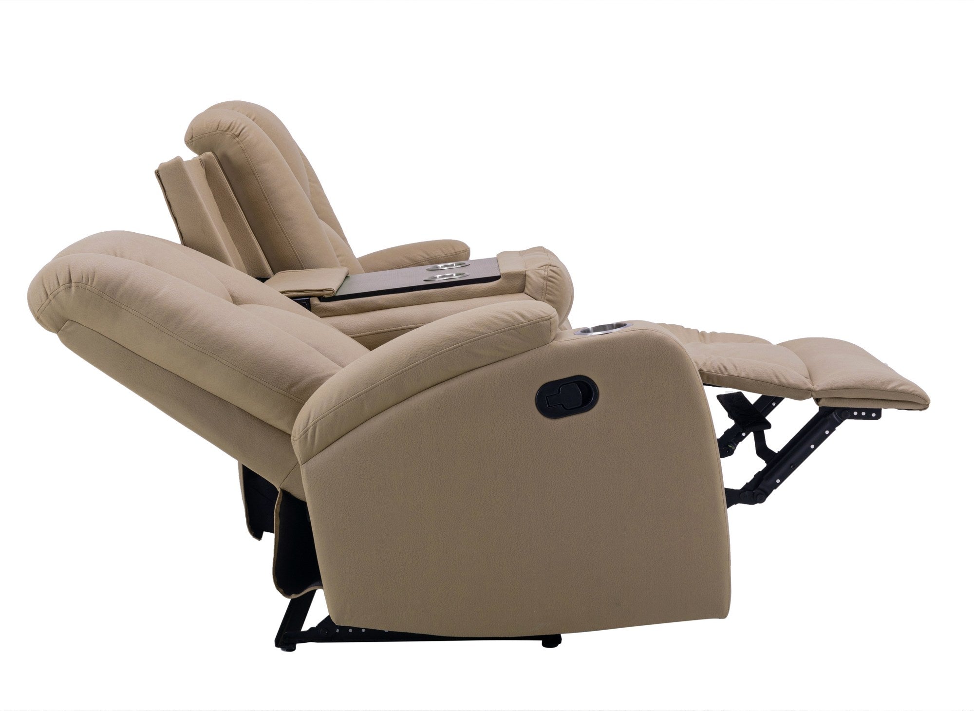 CLARENCE 3-Sitzer-Relaxsofa aus beigem Mikrofaserstoff