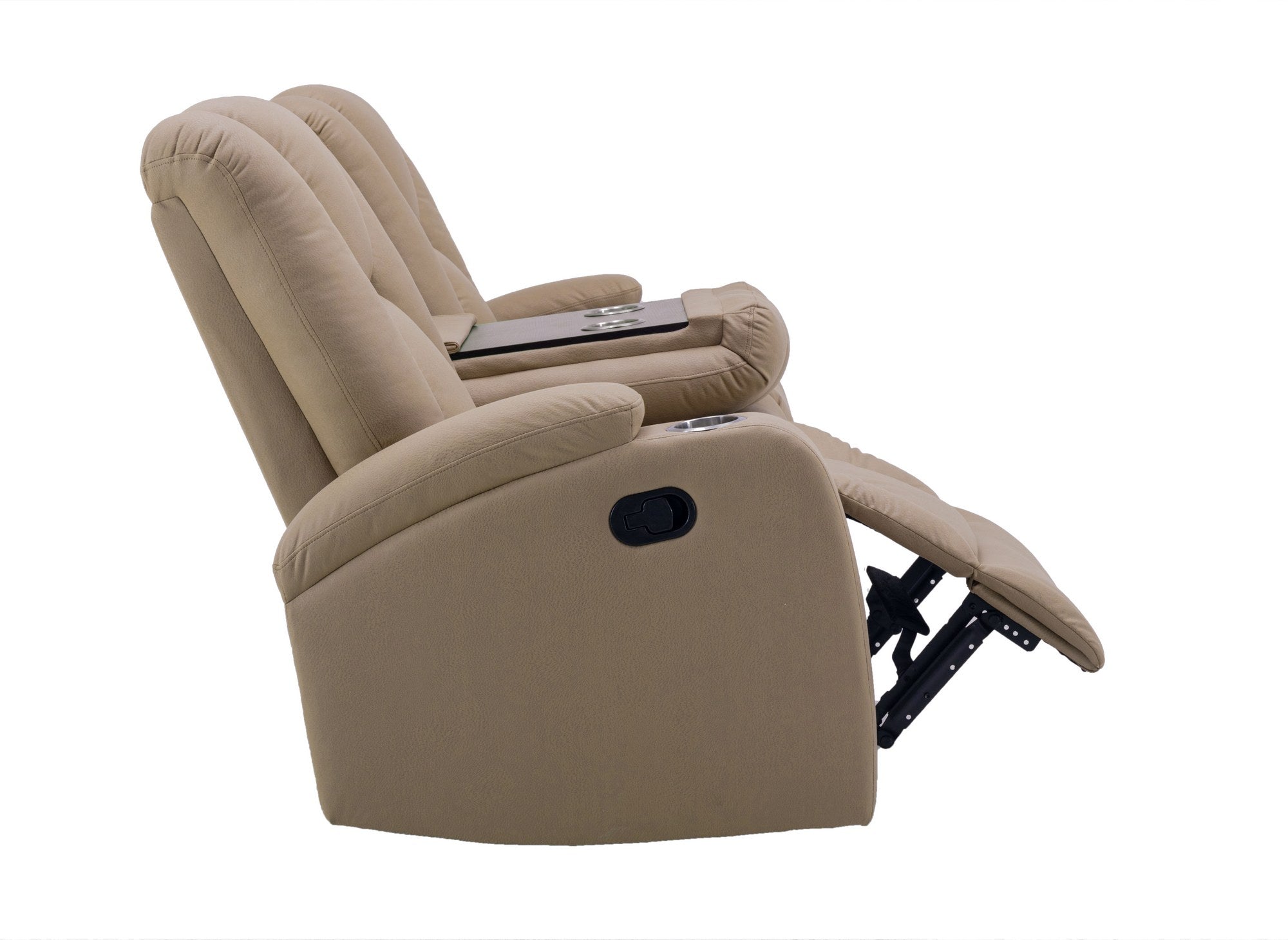 CLARENCE 3-Sitzer-Relaxsofa aus beigem Mikrofaserstoff