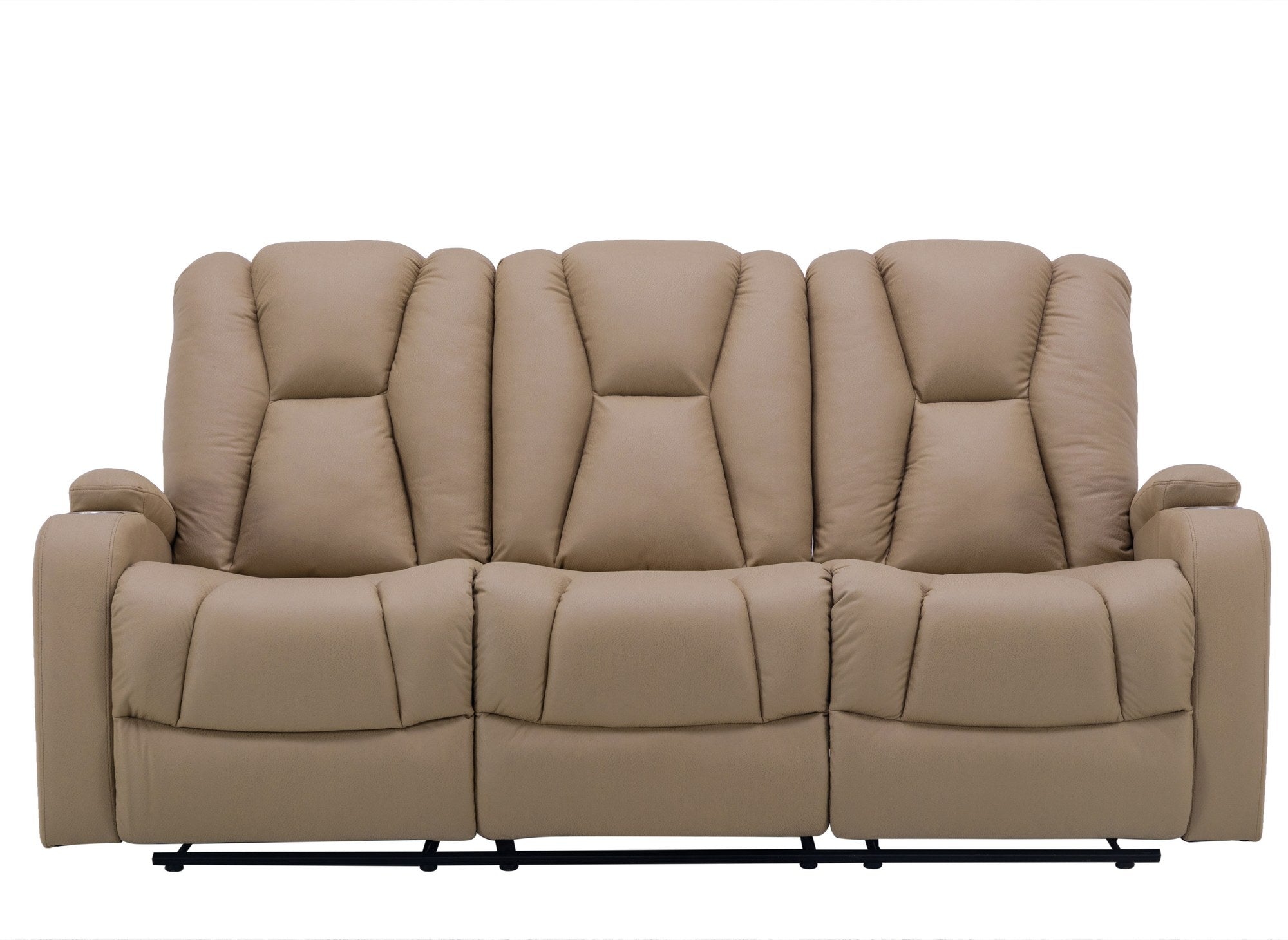 CLARENCE 3-Sitzer-Relaxsofa aus beigem Mikrofaserstoff