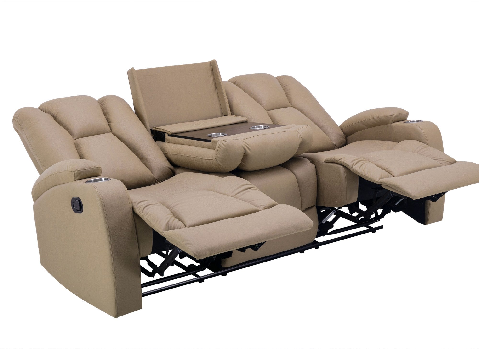CLARENCE 3-Sitzer-Relaxsofa aus beigem Mikrofaserstoff