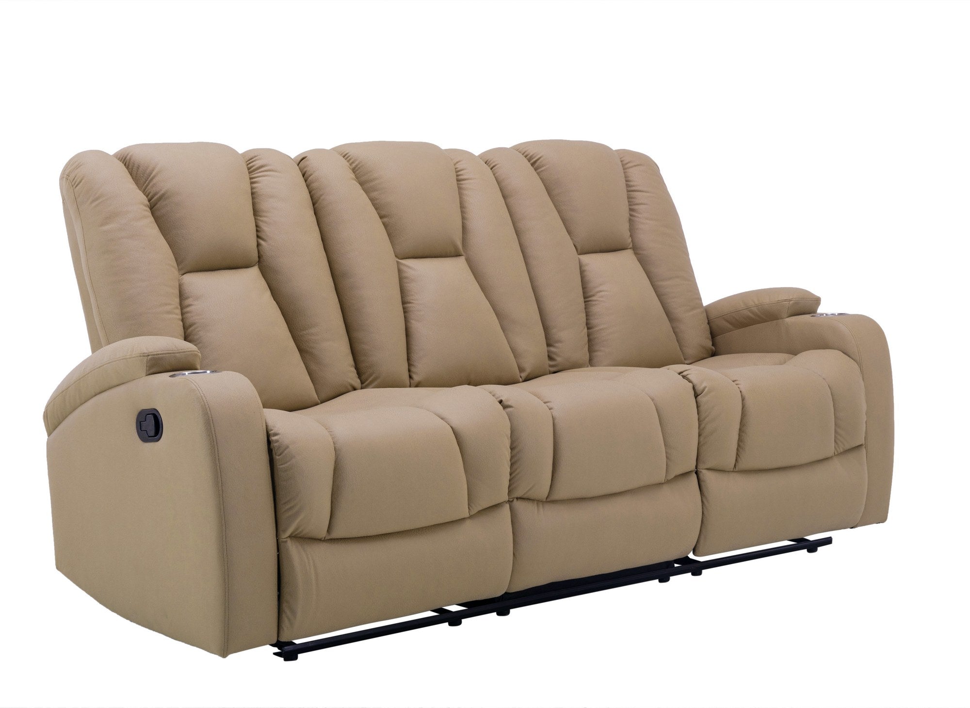 CLARENCE 3-Sitzer-Relaxsofa aus beigem Mikrofaserstoff