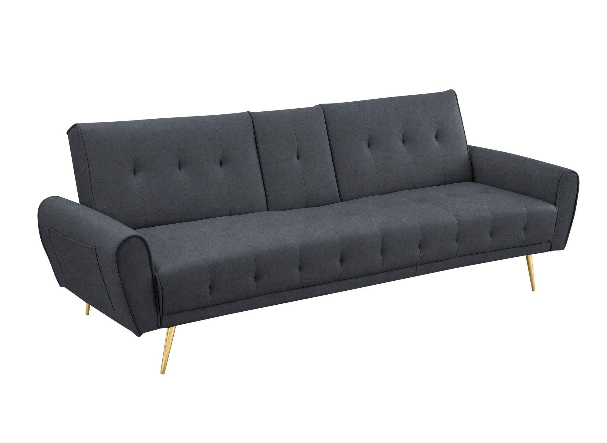 LIMA dunkelgraues Samtschlafsofa mit Getränkehalter