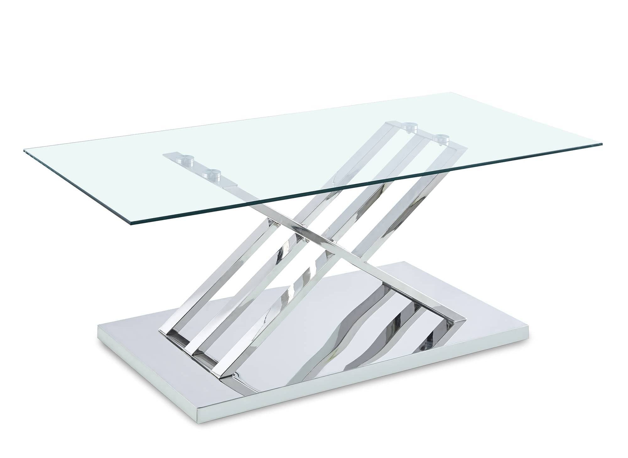 Rechteckiger Designer-Couchtisch NELLA mit silbernen geometrischen Beinen