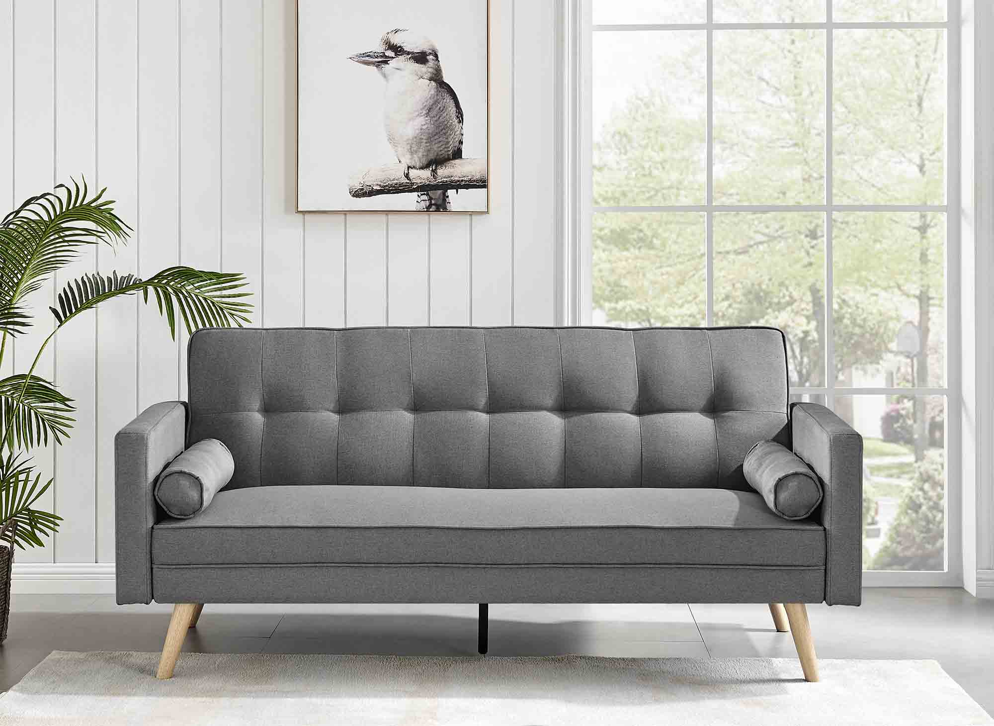 TANIA Schlafsofa aus grauem Stoff