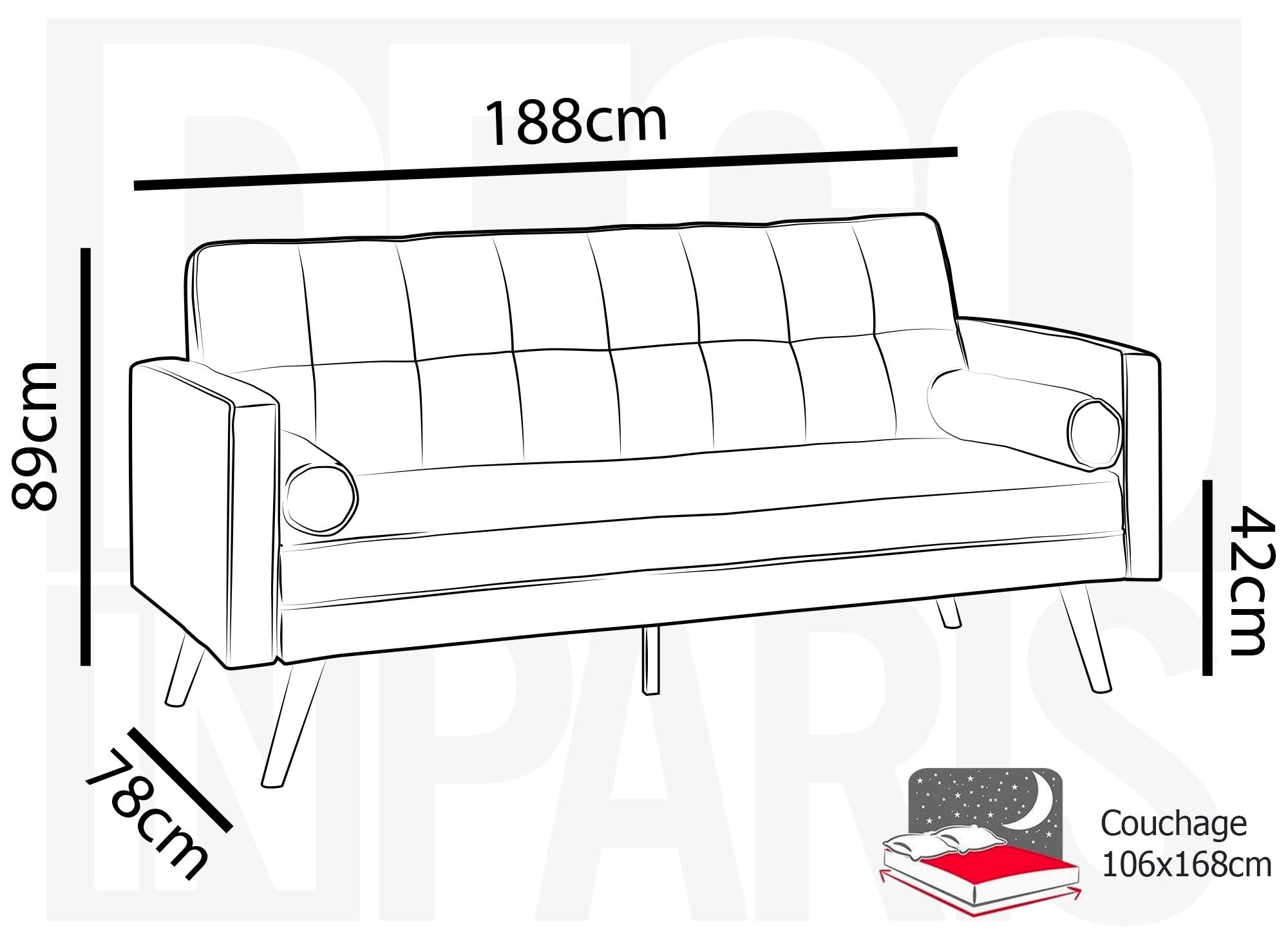 TANIA Schlafsofa aus grauem Stoff