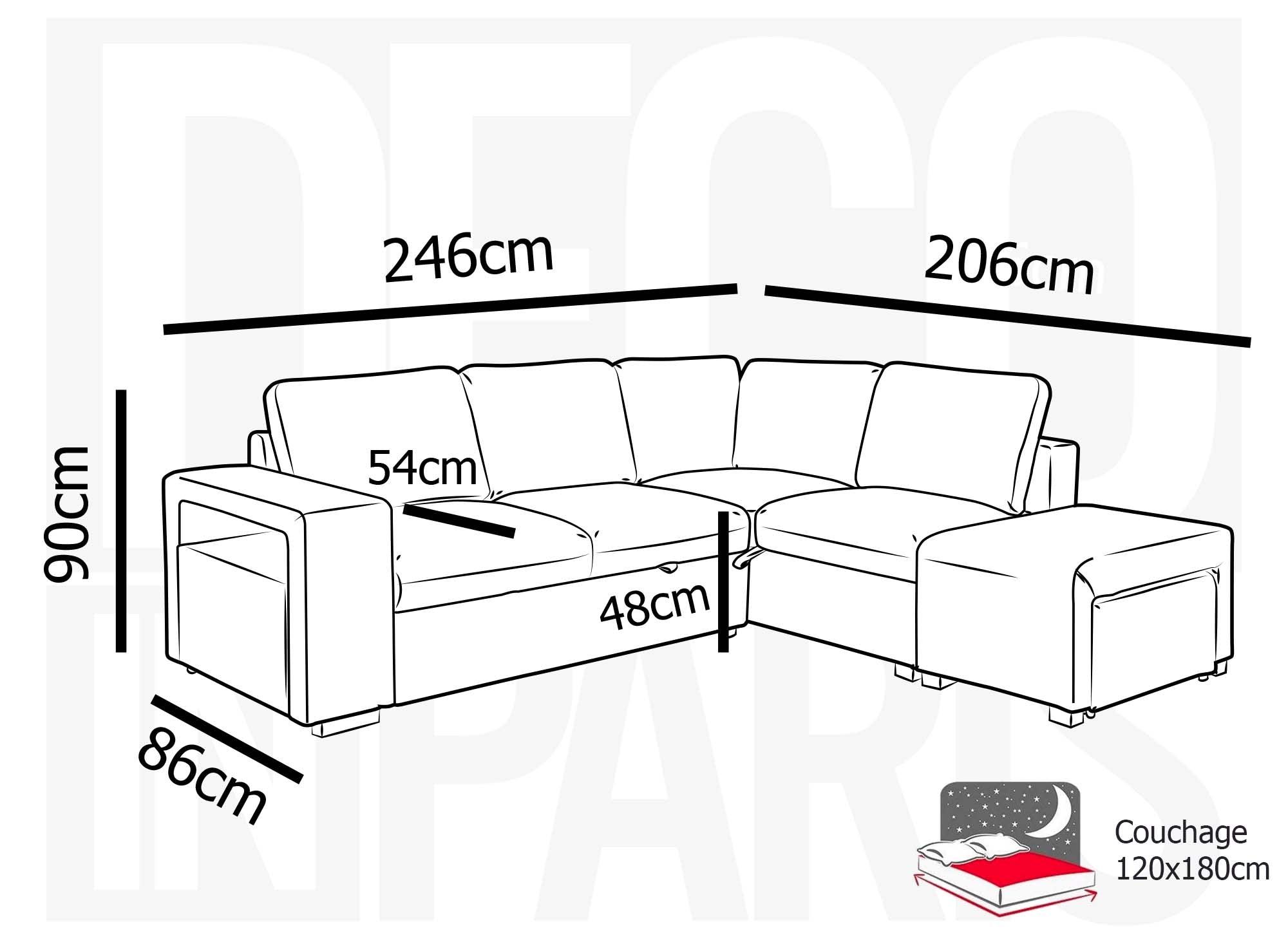 ALBAN Ecksofa aus dunkelgrauem Stoff – rechtwinklig