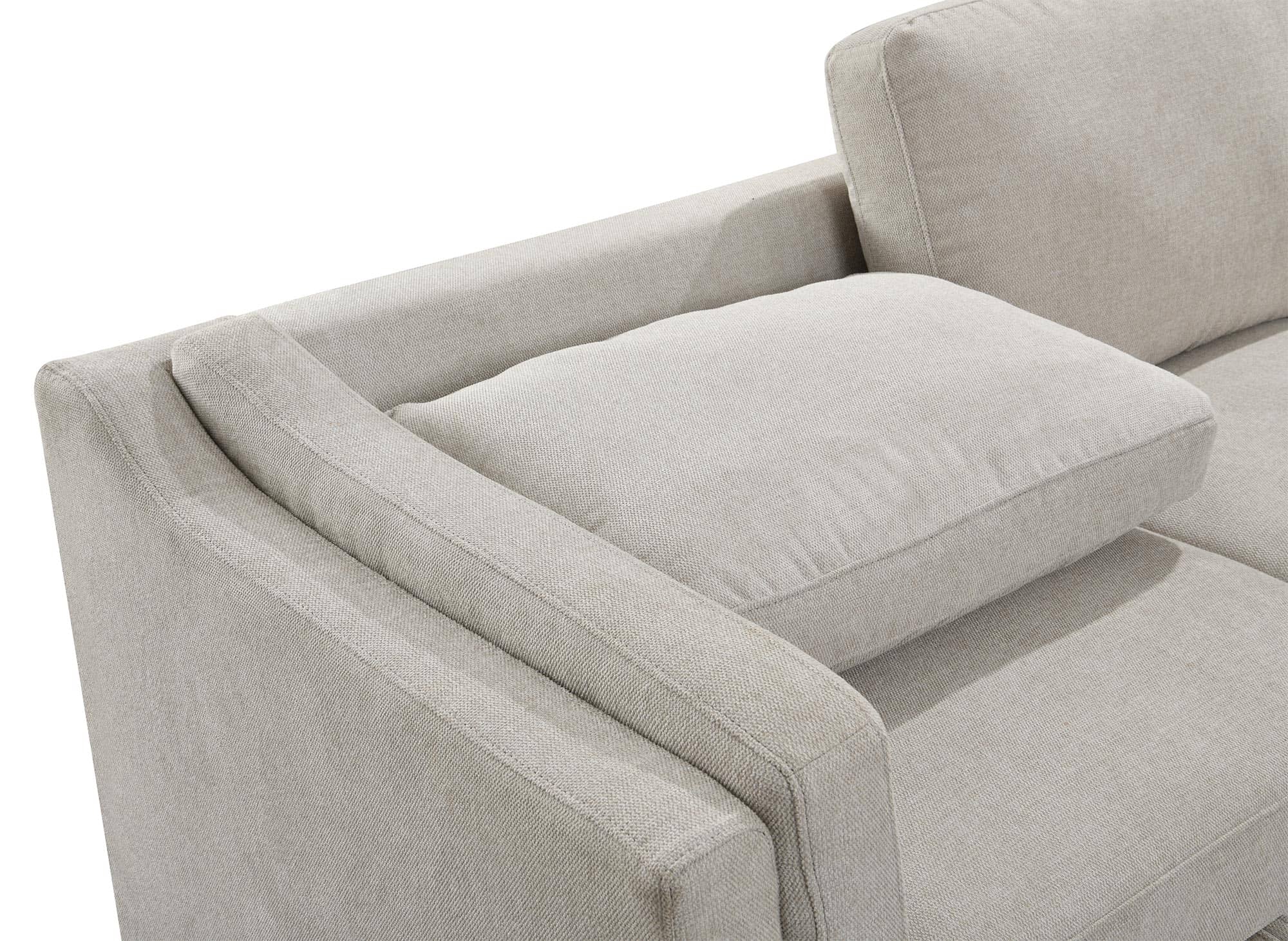 BARNEY, beigefarbenes Sofa aus Stoff mit Stauraum – rechtwinklig