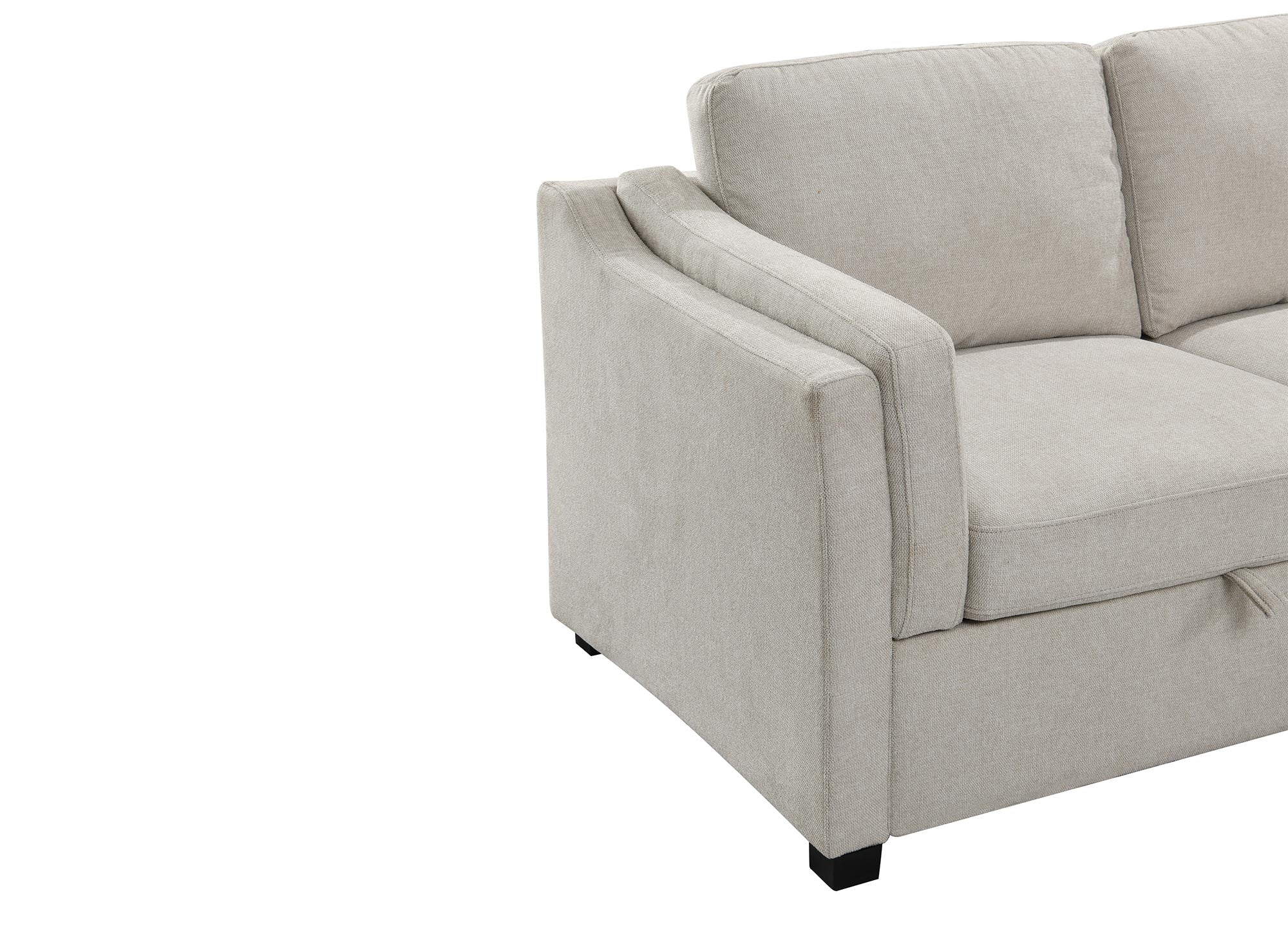 BARNEY, beigefarbenes Sofa aus Stoff mit Stauraum – rechtwinklig