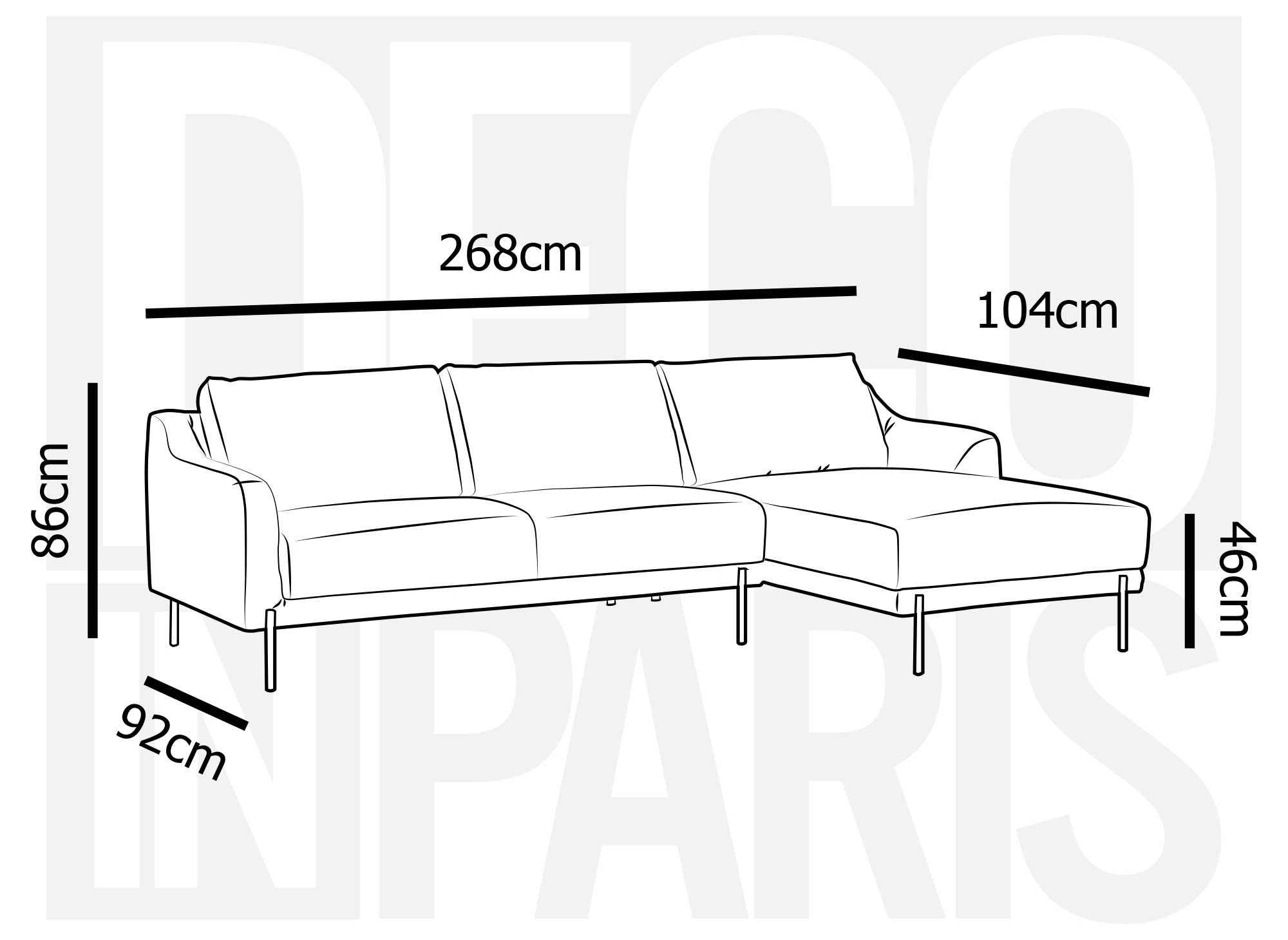 CELINE Ecksofa aus blauem Samt mit Chaiselongue - Right Angle