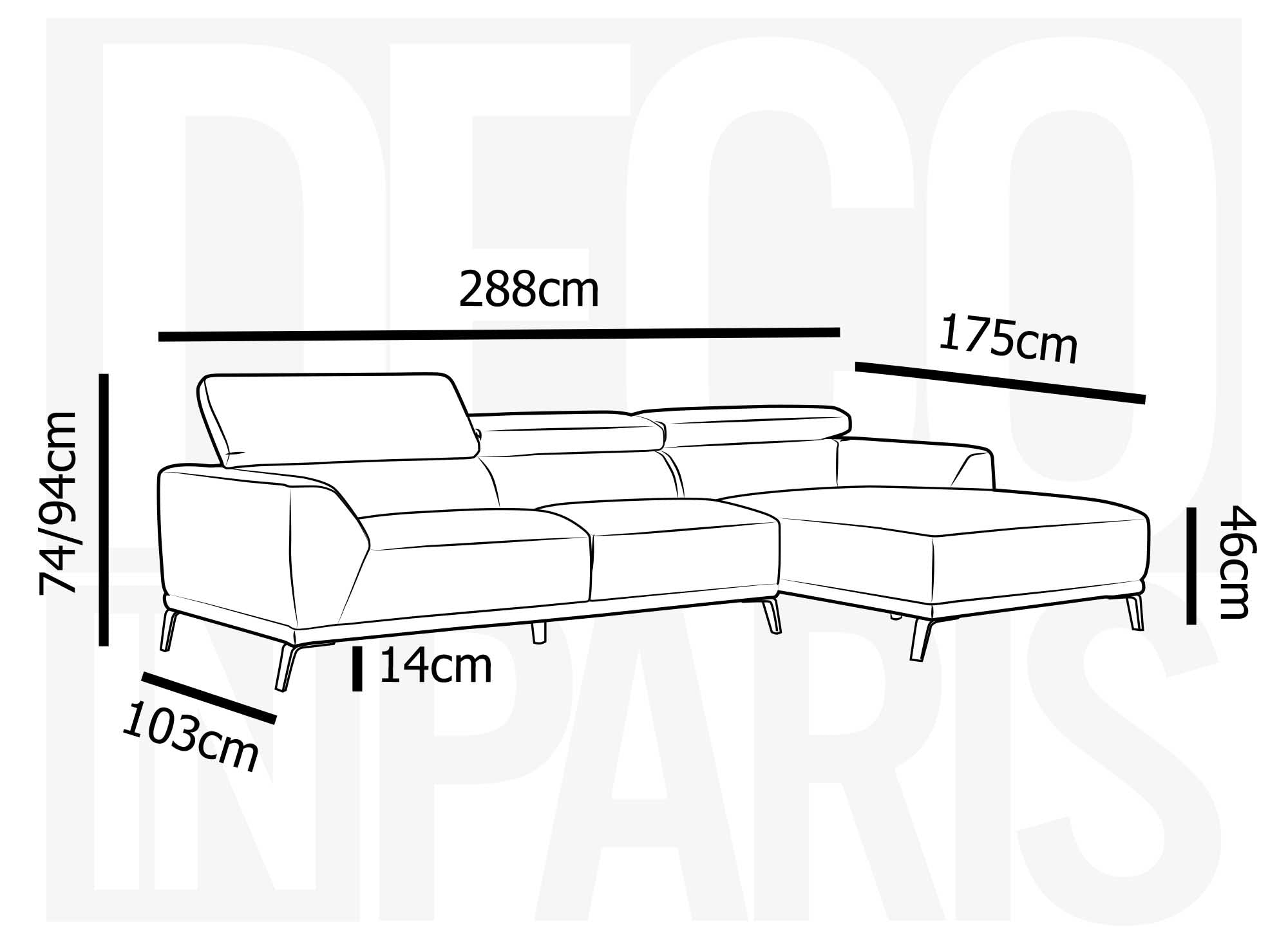 KALISTA Ecksofa aus beigefarbenem Stoff mit Chaiselongue - Rechtwinklig