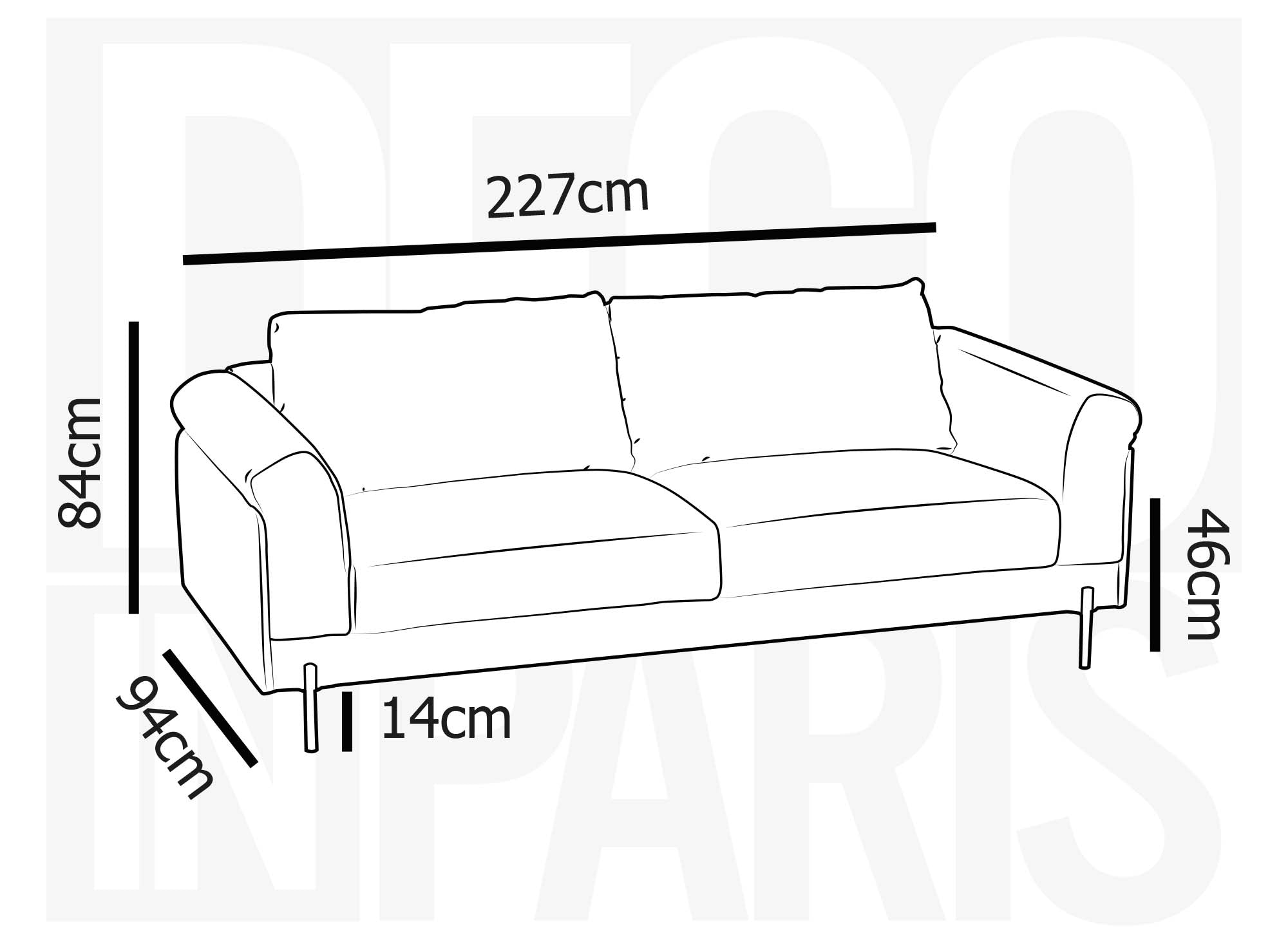 Modernes gerades 3-Sitzer-Sofa aus hellgrauem Stoff LEIA