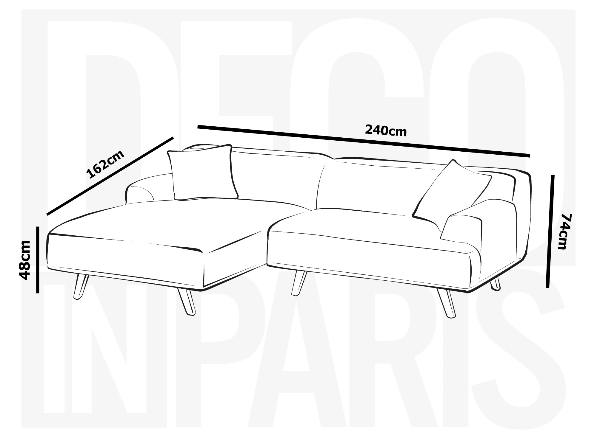 Skandinavisches Ecksofa mit Chaiselongue in Taupe-Stoff KAROLINA - Linke Ecke