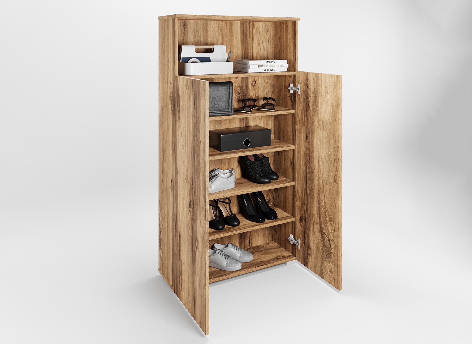 BAKI Holzschuhschrank mit 5 Fächern und 1 Nische