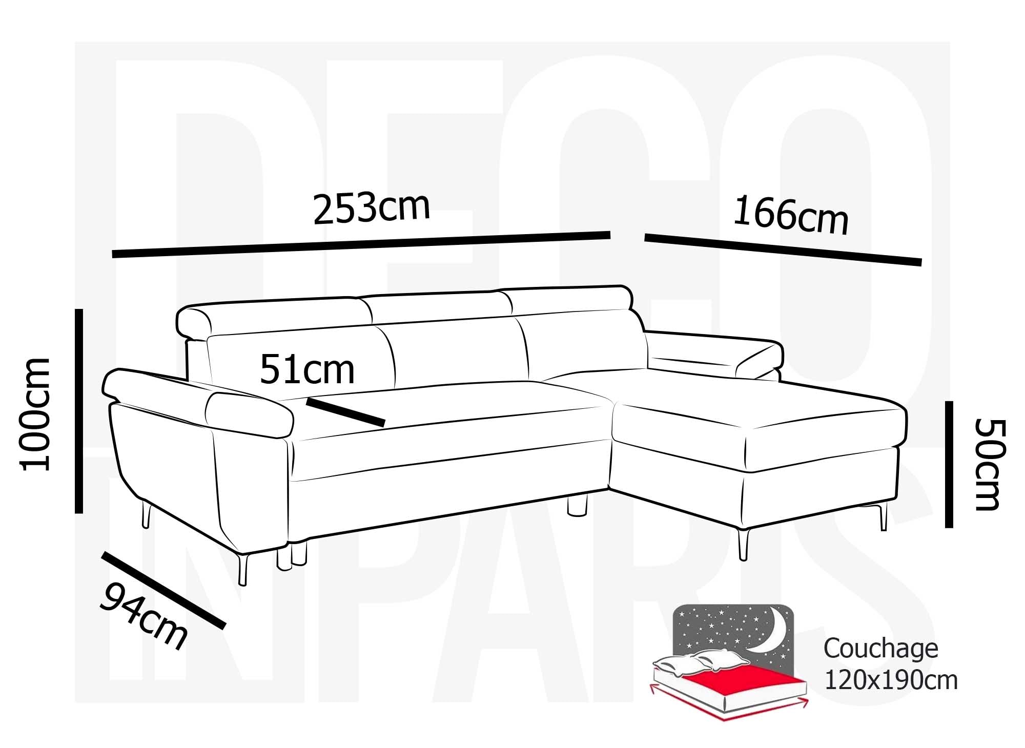 MONICA Ecksofa aus beigefarbenem Stoff – rechtwinklig