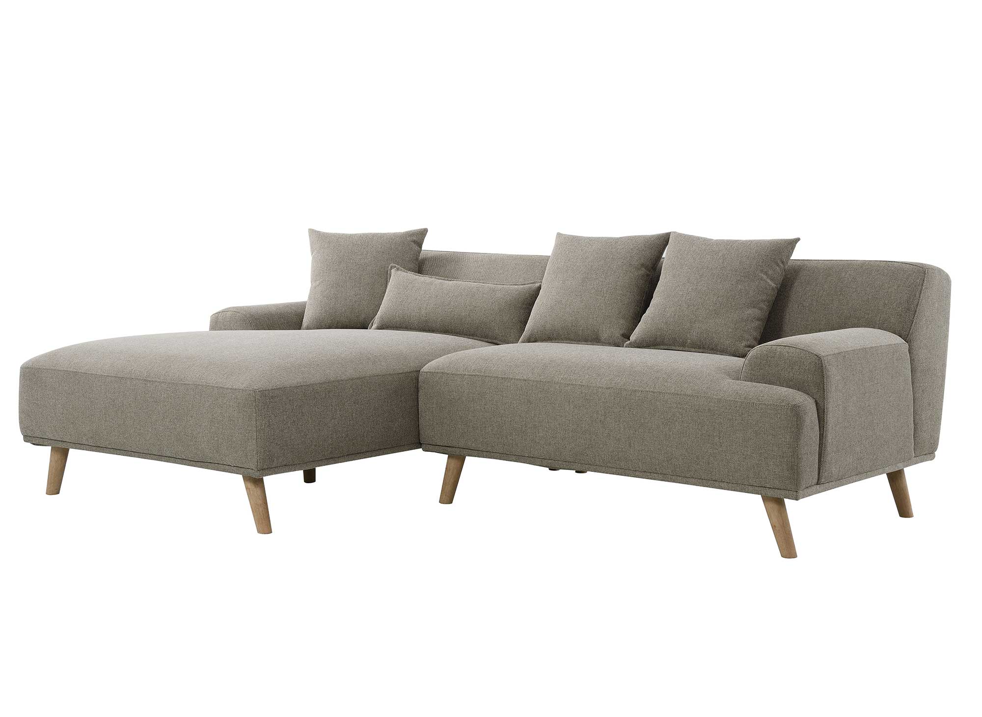 Skandinavisches Ecksofa mit Chaiselongue in Taupe-Stoff KAROLINA - Linke Ecke