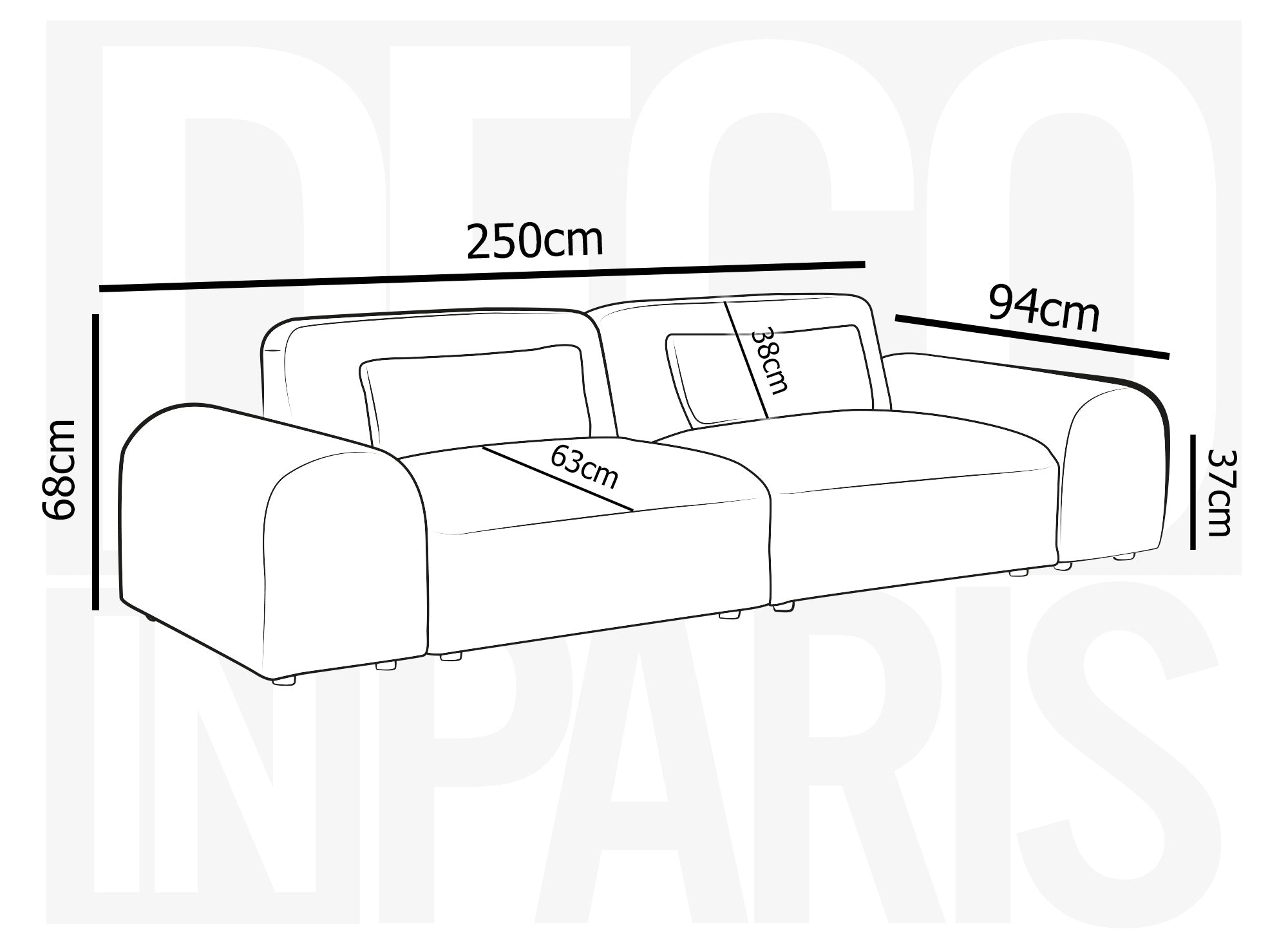 Modernes 3-Sitzer-Sofa EMMA aus grauem Stoff