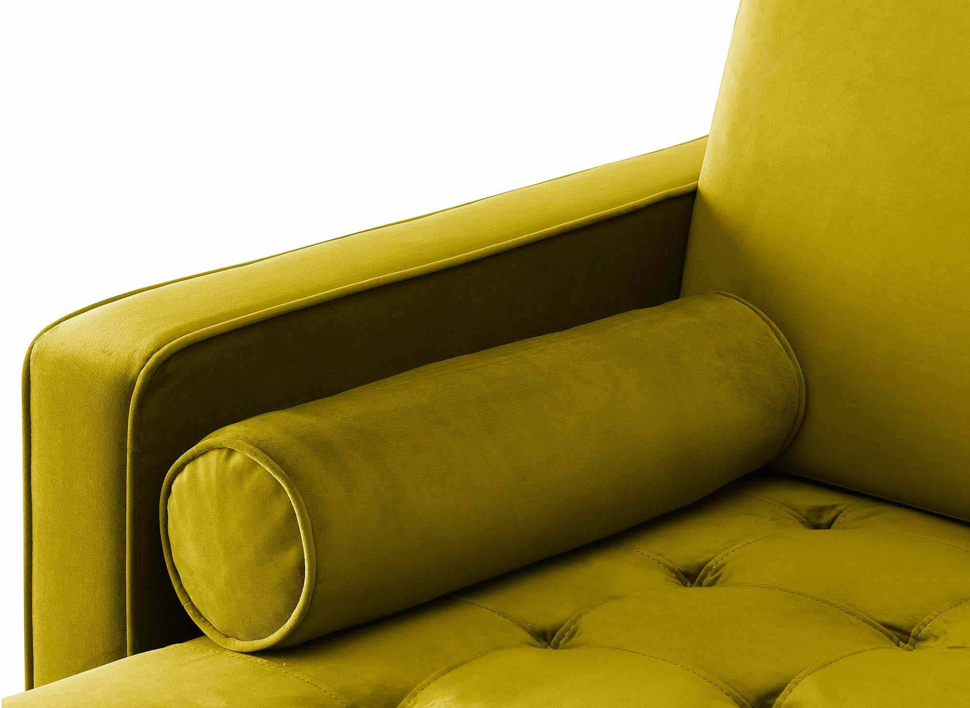 SALAMBO Skandinavisches Ecksofa aus goldgrünem Samt - Linke Ecke