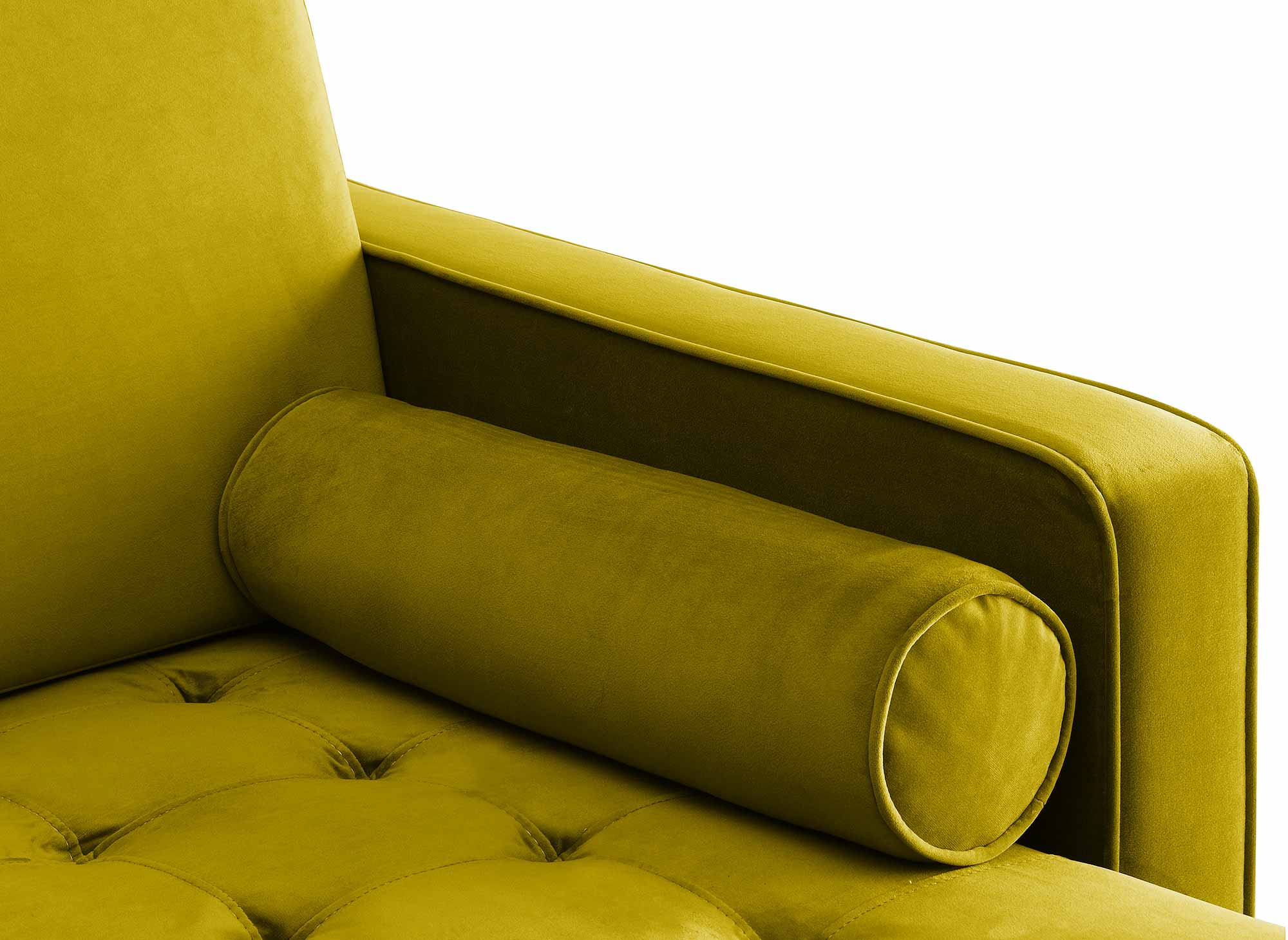 SALAMBO Skandinavisches Ecksofa aus goldgrünem Samt - Rechtwinklig