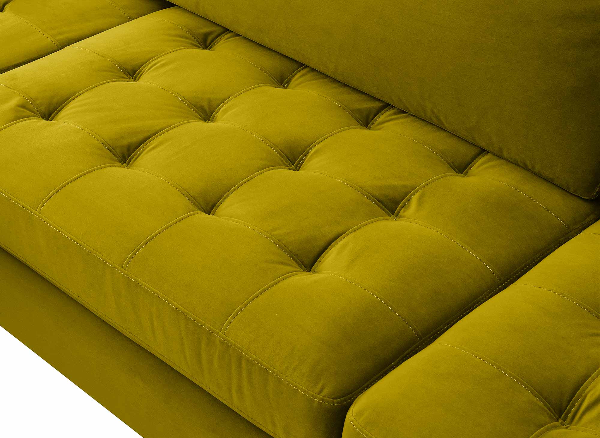 SALAMBO Skandinavisches Ecksofa aus goldgrünem Samt - Rechtwinklig