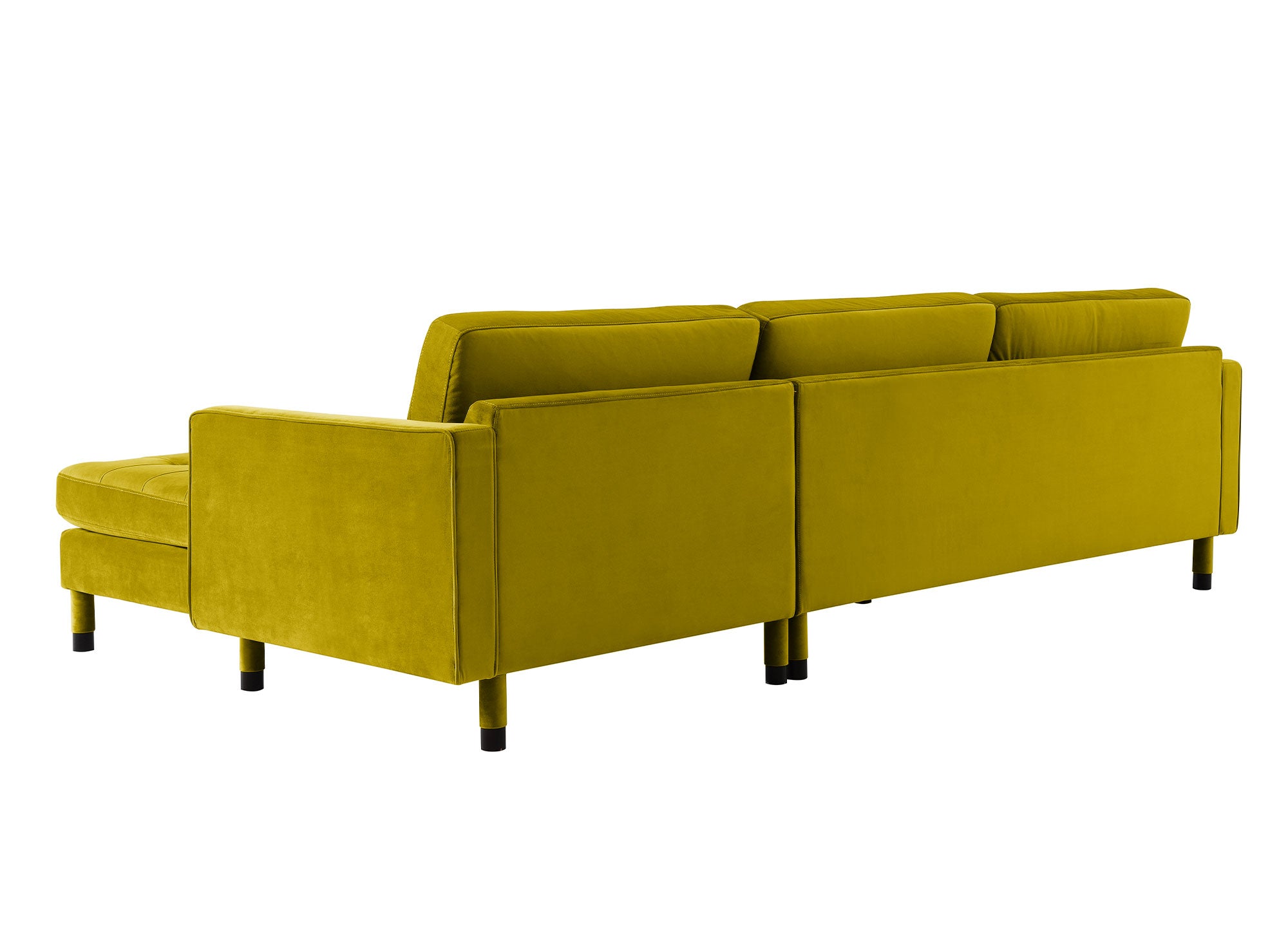 SALAMBO Skandinavisches Ecksofa aus goldgrünem Samt - Rechtwinklig