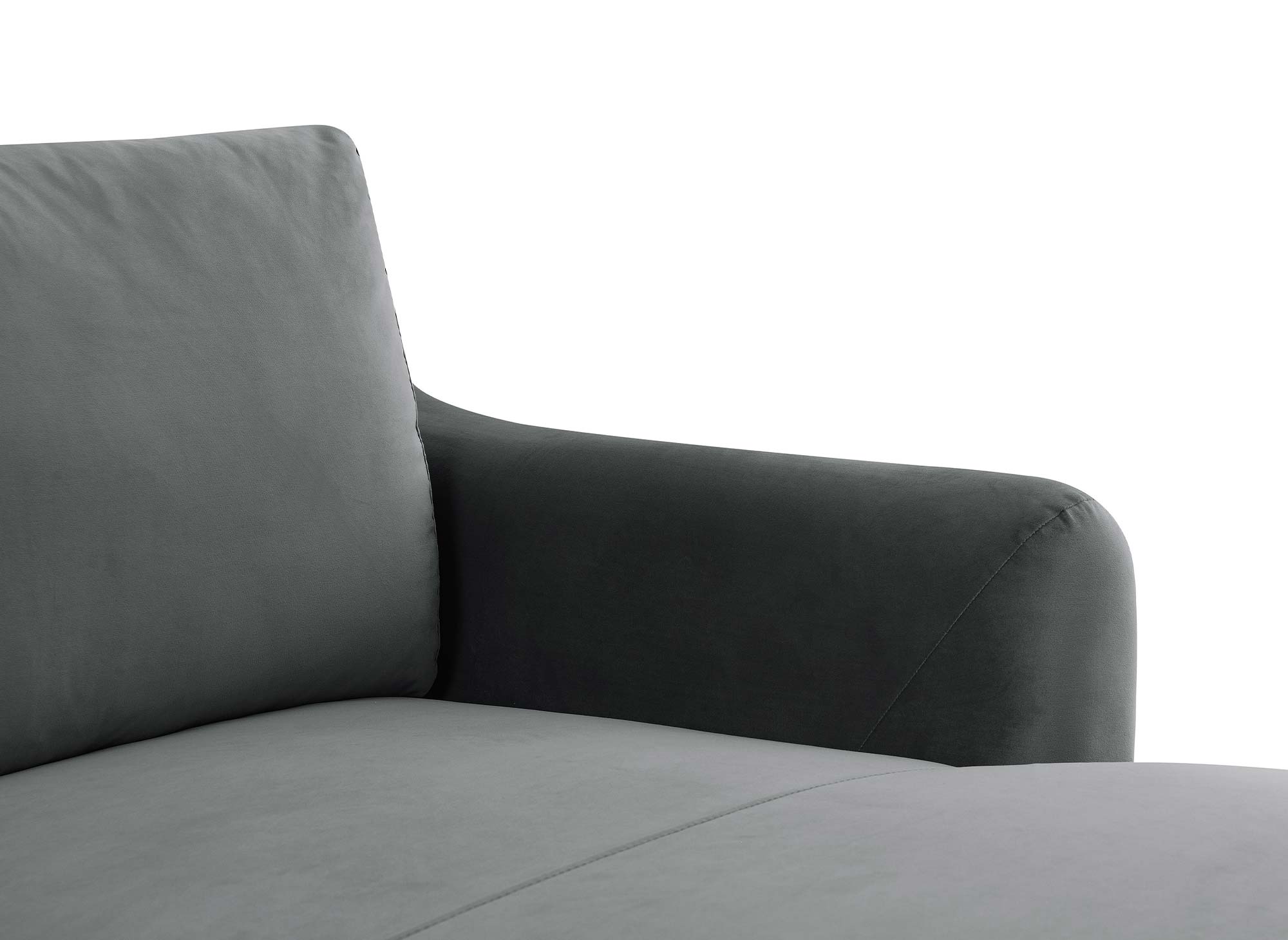 CELINE Ecksofa aus grauem Samt mit Chaiselongue – Linke Ecke