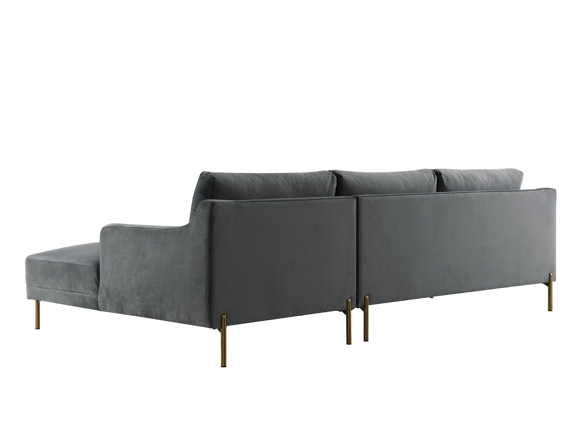 CELINE Ecksofa aus grauem Samt mit Chaiselongue - Right Angle