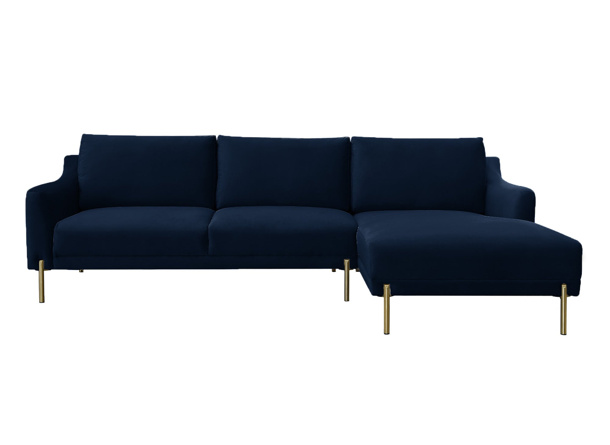 CELINE Ecksofa aus blauem Samt mit Chaiselongue - Right Angle