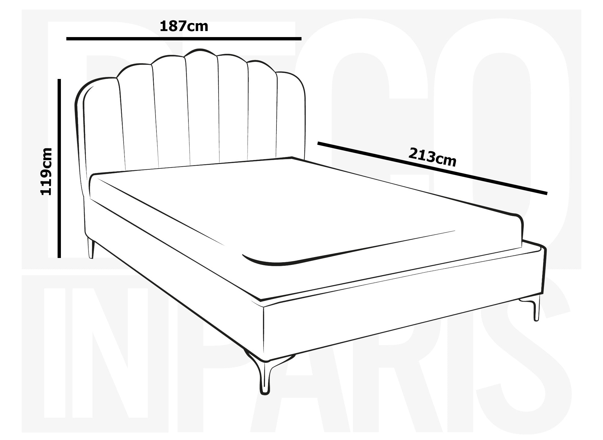 Doppelbett aus beigem Samt 180x200 cm MARION