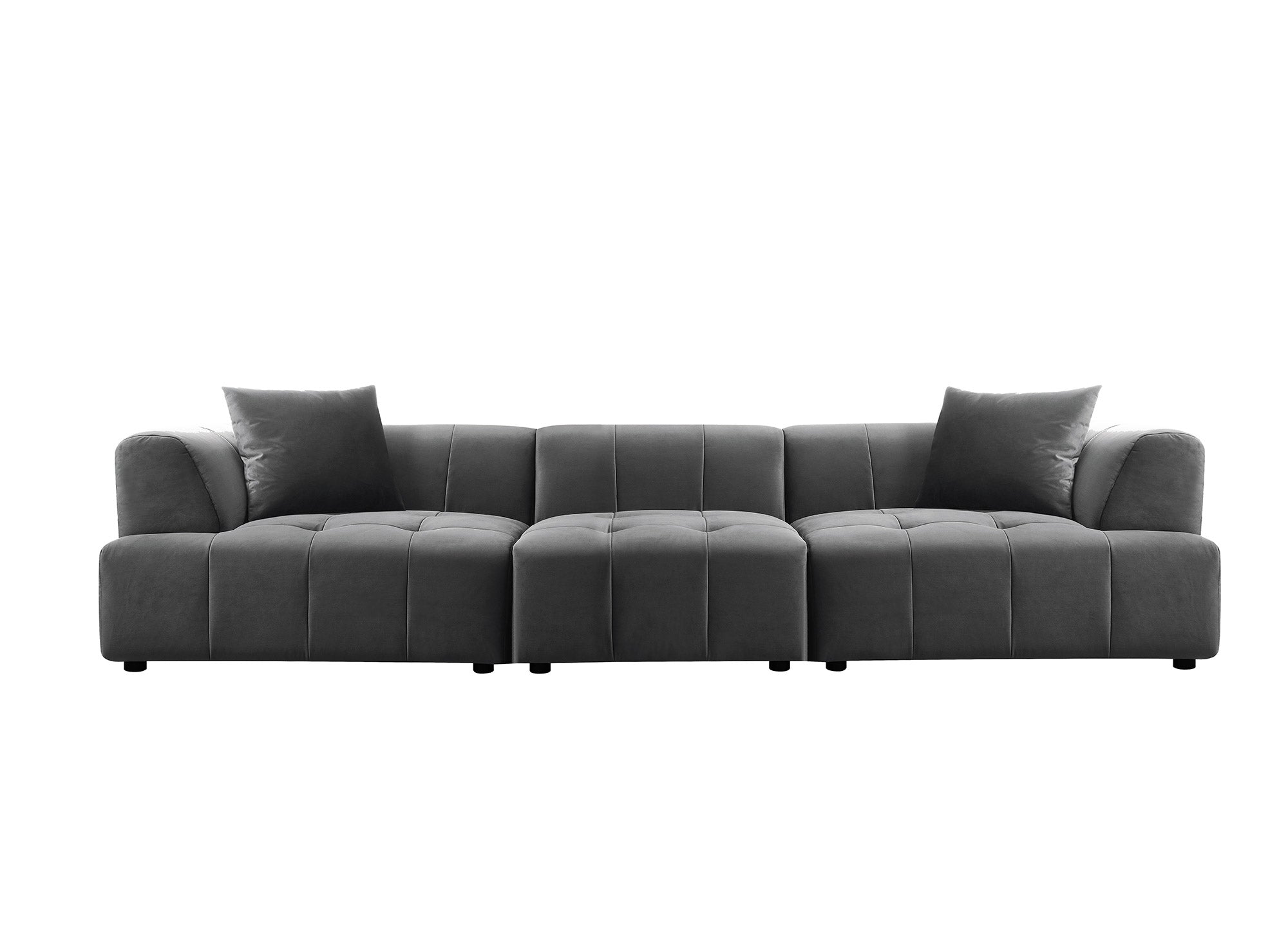 KELIA 4-Sitzer-Sofa aus grauem Samt