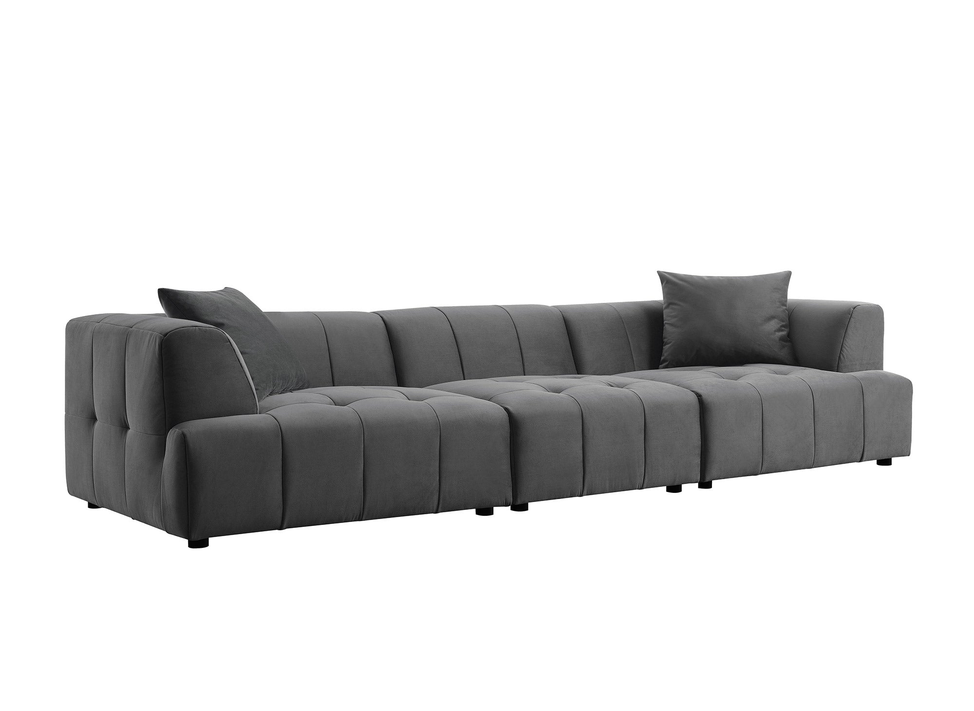 KELIA 4-Sitzer-Sofa aus grauem Samt