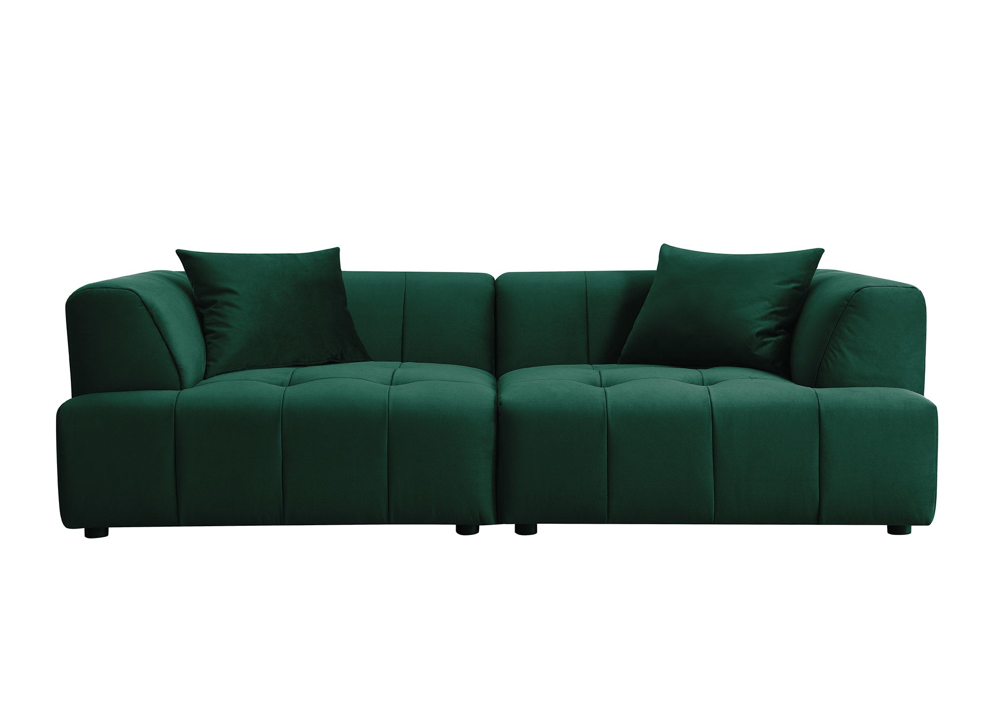 KELIA 3-Sitzer-Sofa, gerade, aus grünem Samt