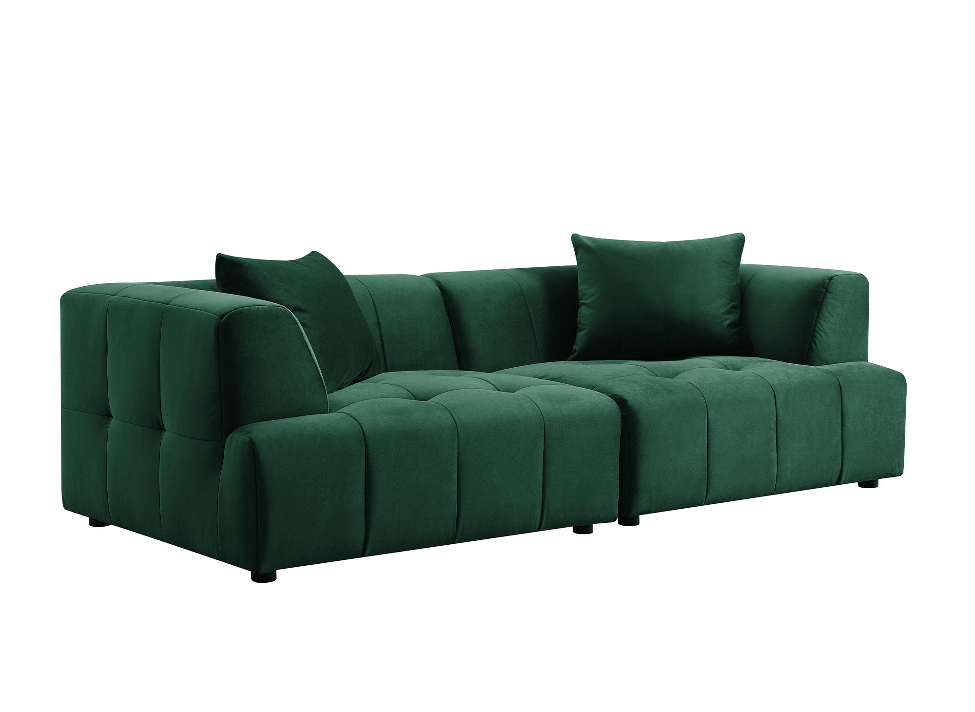 KELIA 3-Sitzer-Sofa, gerade, aus grünem Samt