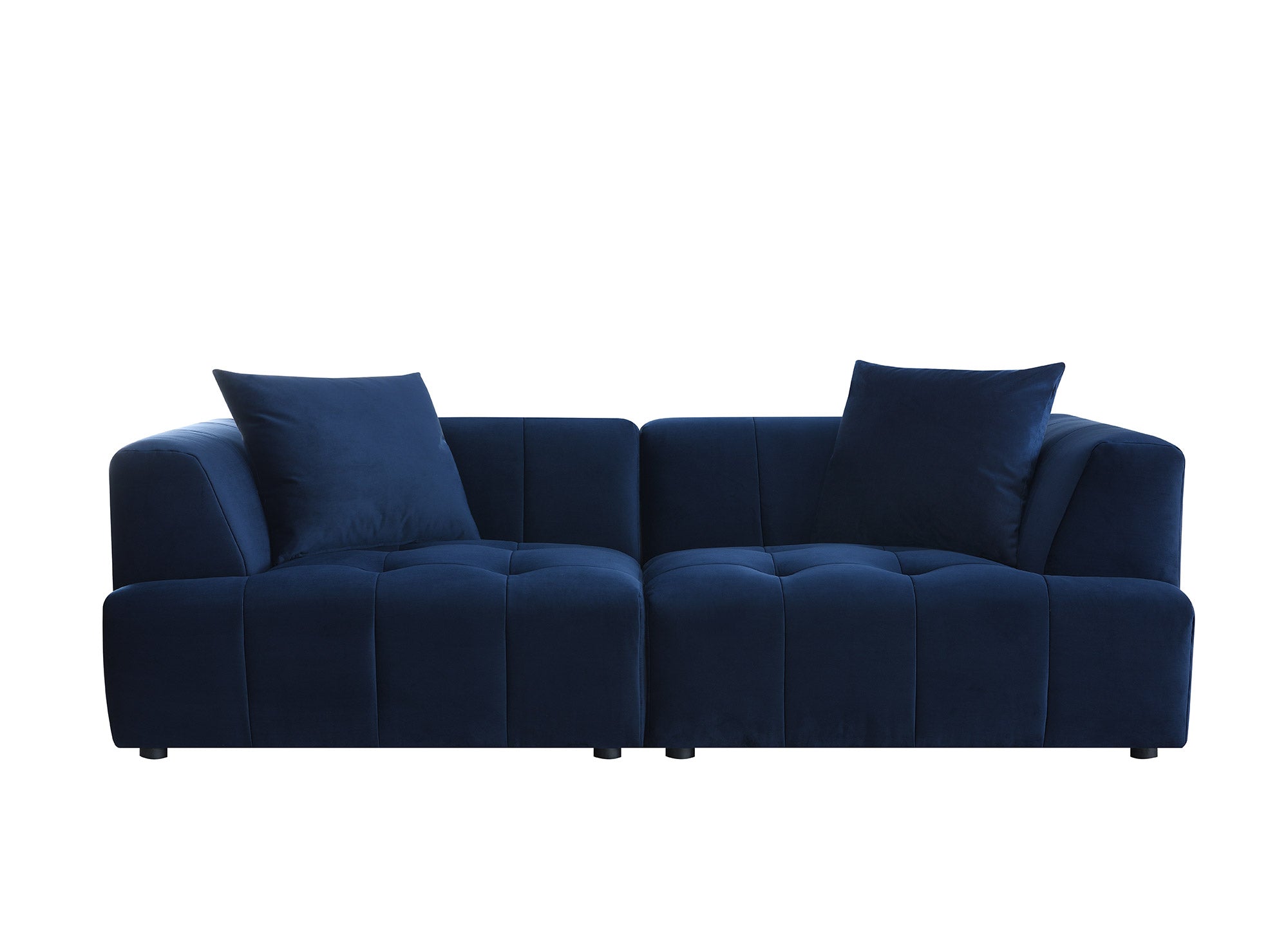 KELIA 3-Sitzer-Sofa, gerade, aus blauem Samt